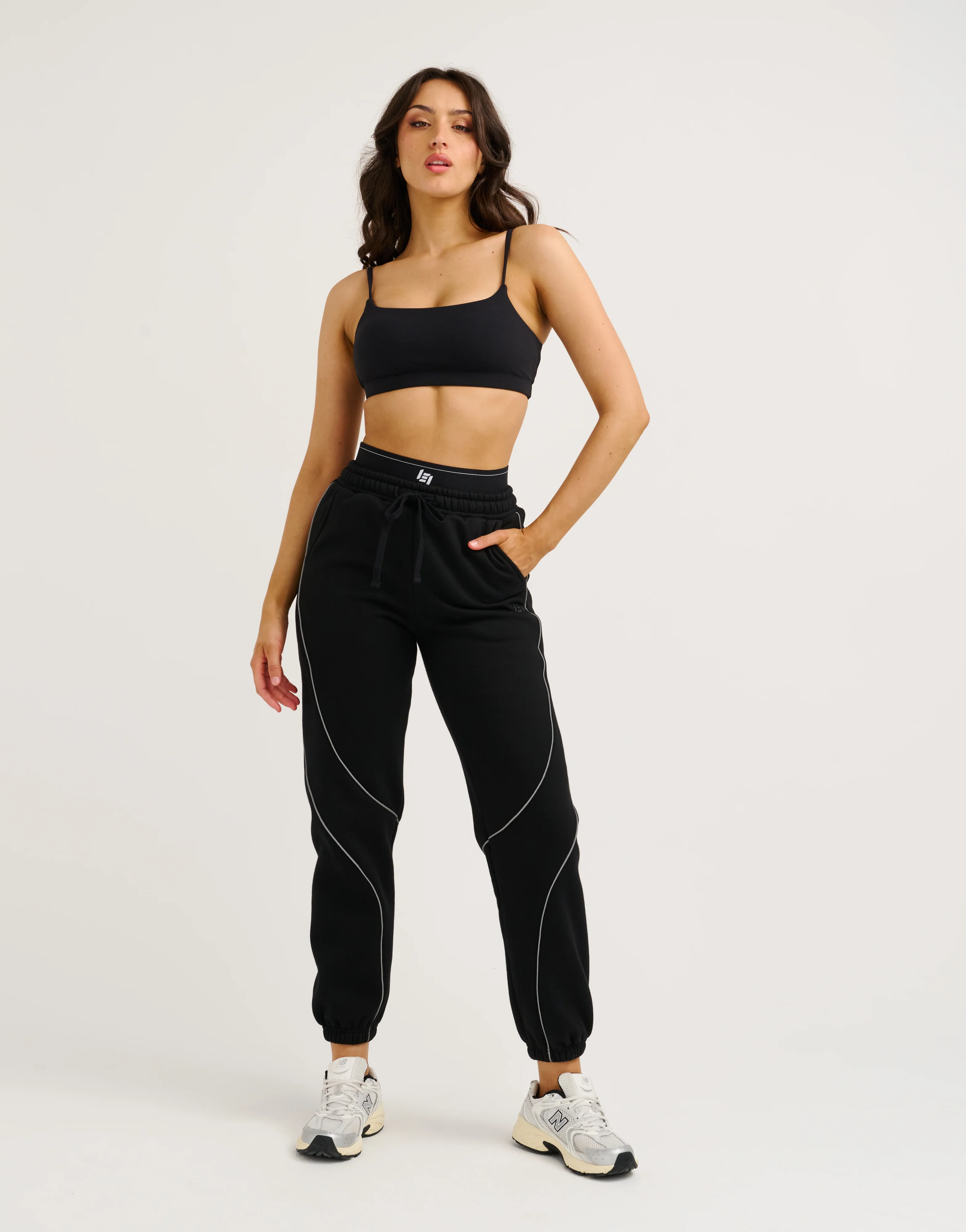 Elemental Layered Jogger Sweatpants - Black/White - Image 4