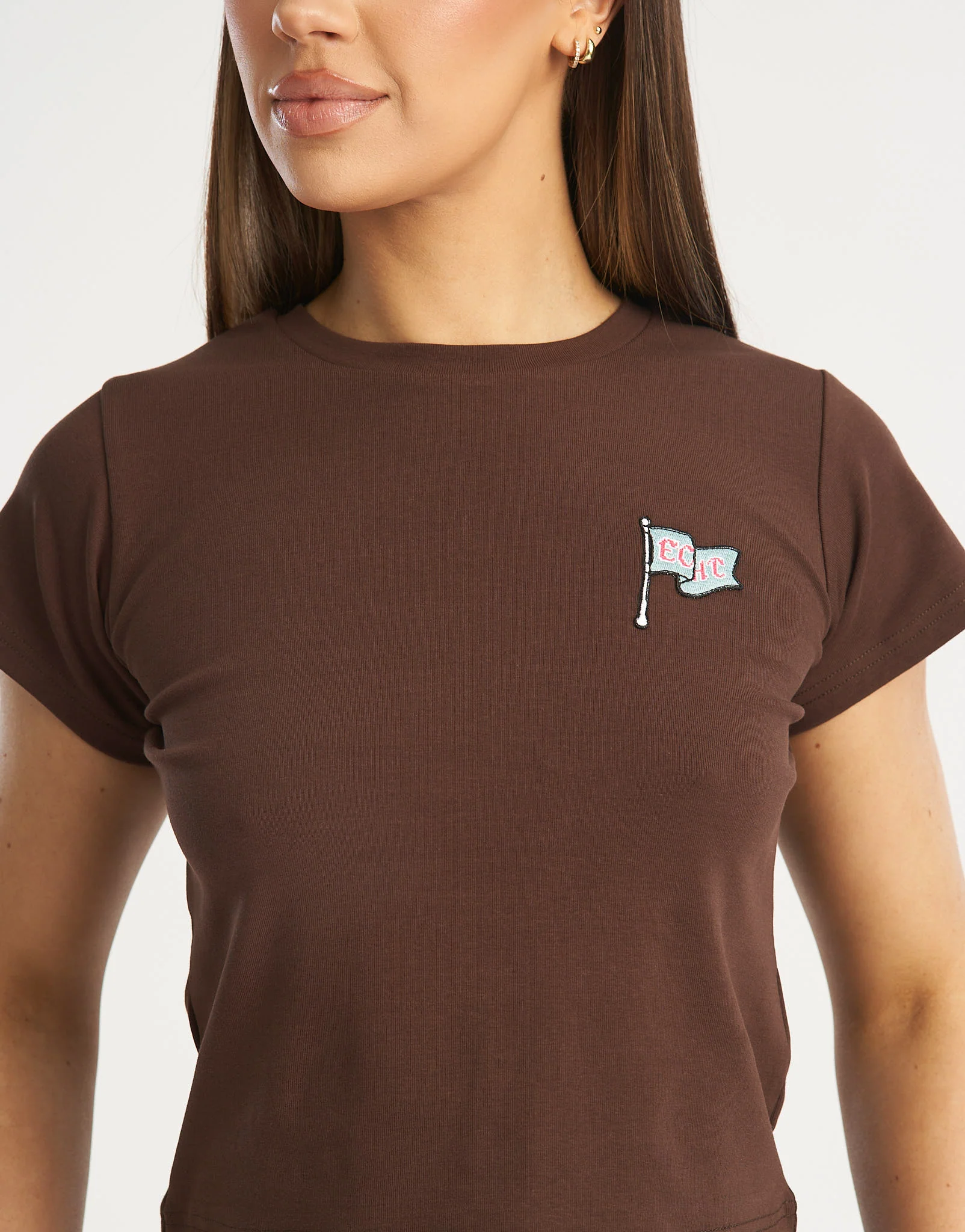 Flag Baby Tee - Fudge Brown - Image 3