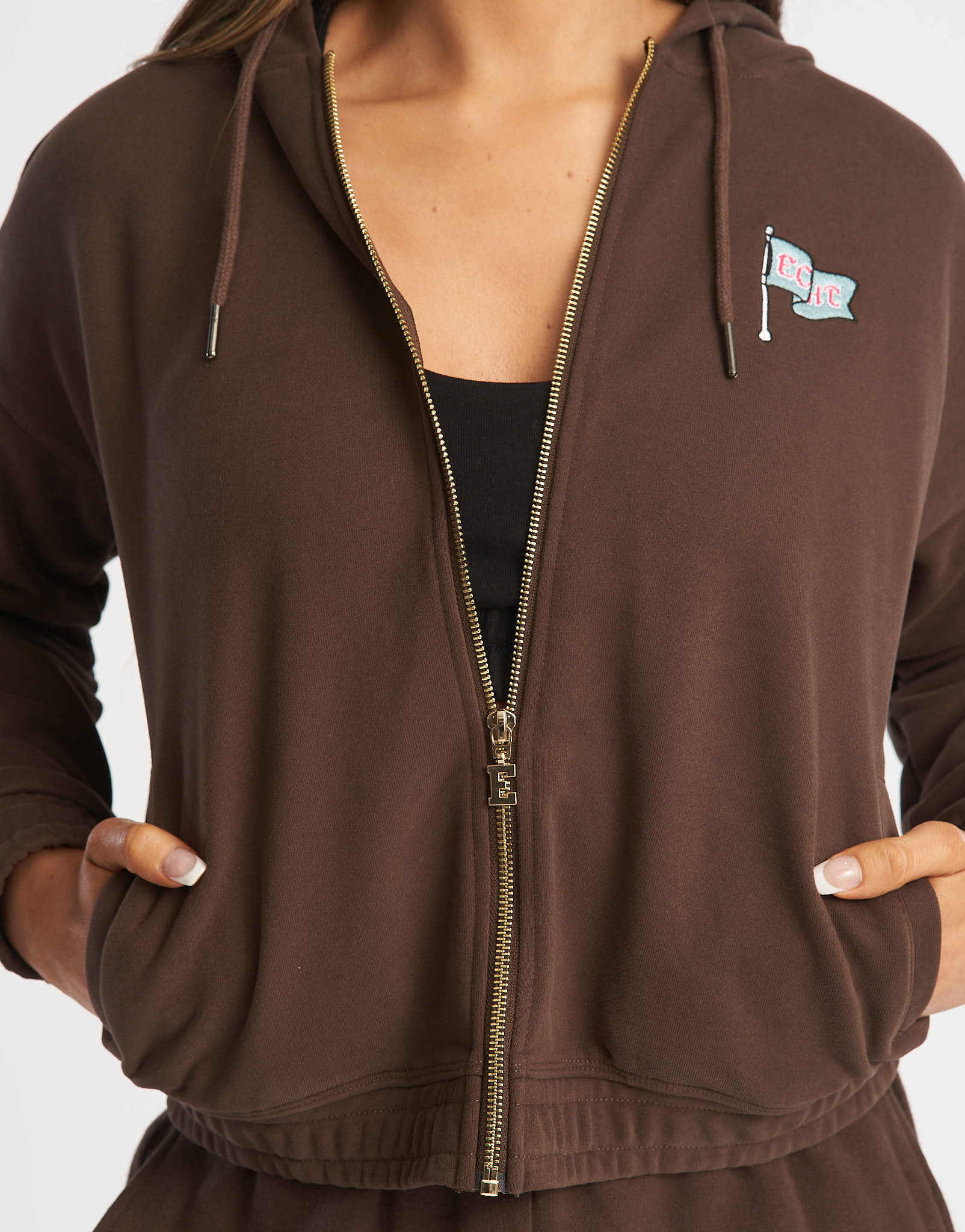 Flag Zip-Up Jacket - Fudge Brown - Image 5