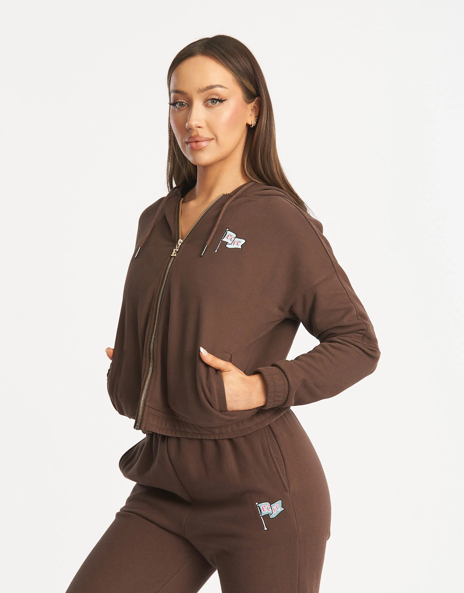 Flag Zip-Up Jacket - Fudge Brown - Image 6
