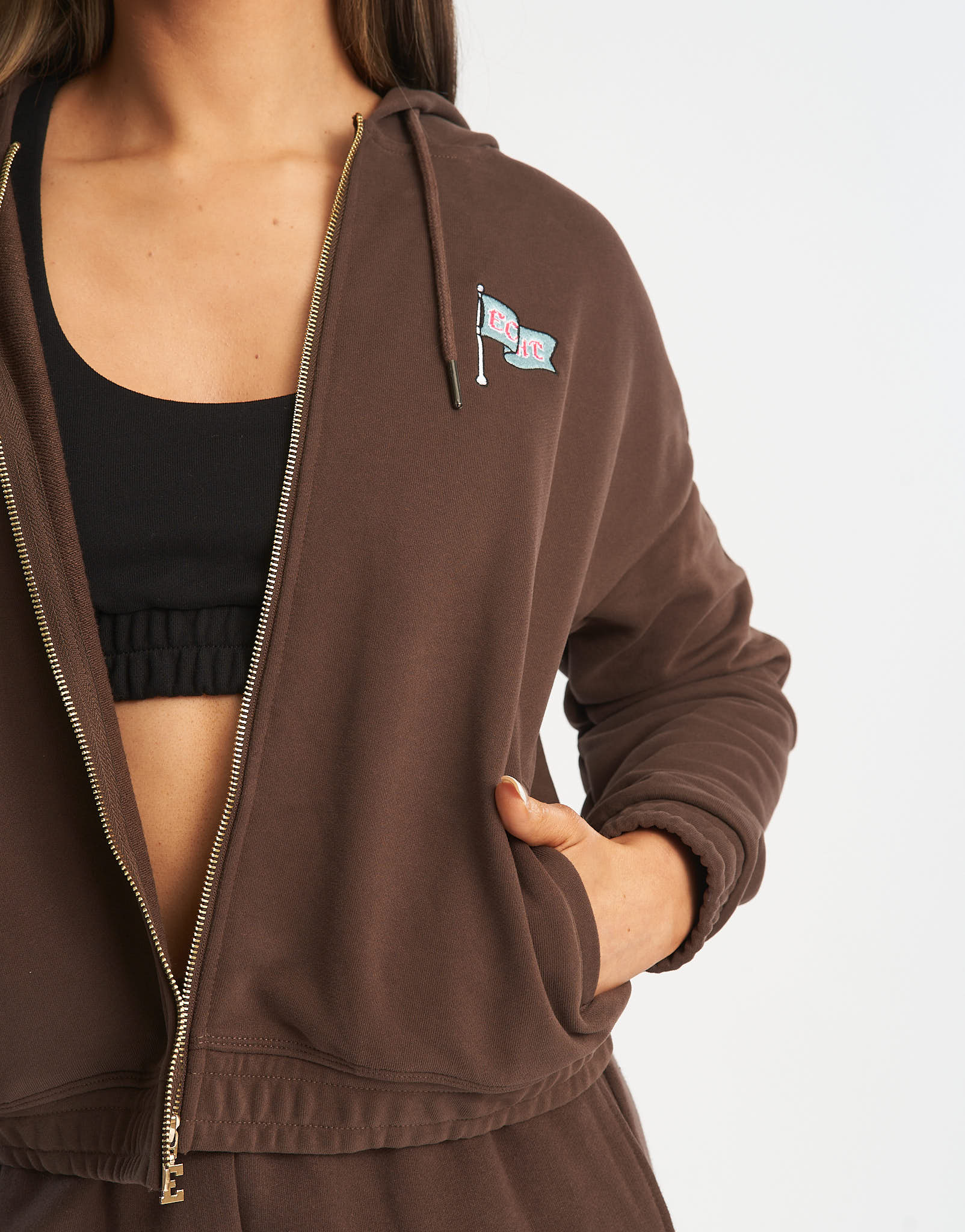 Flag Zip-Up Jacket - Fudge Brown - Image 7