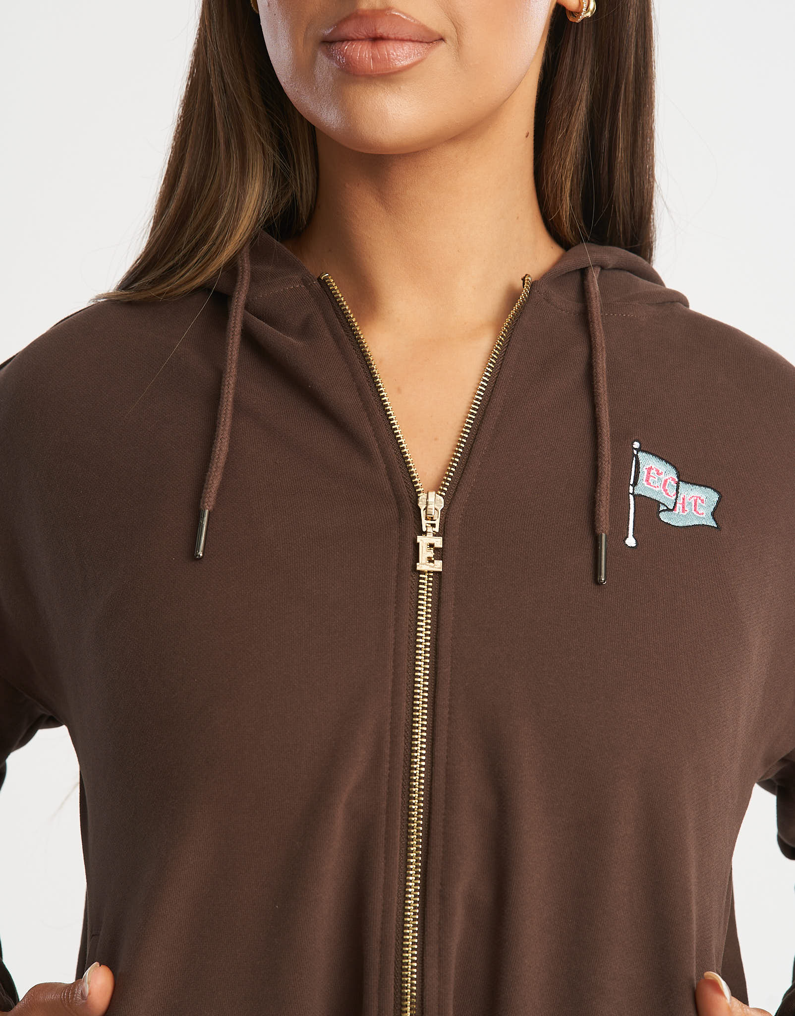 Flag Zip-Up Jacket - Fudge Brown - Image 8