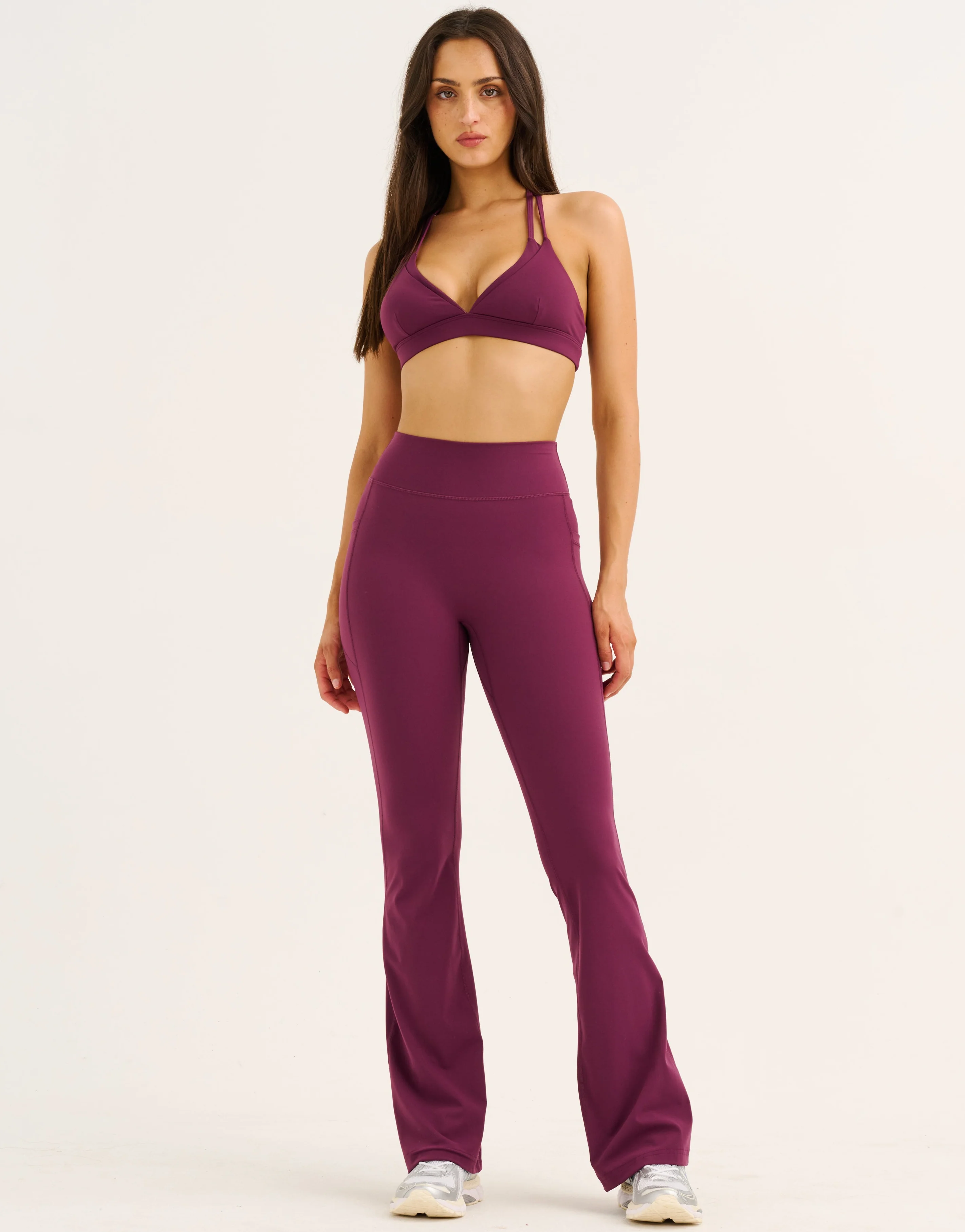 Flare Lycra Pocket Leggings - Blackberry - Image 3