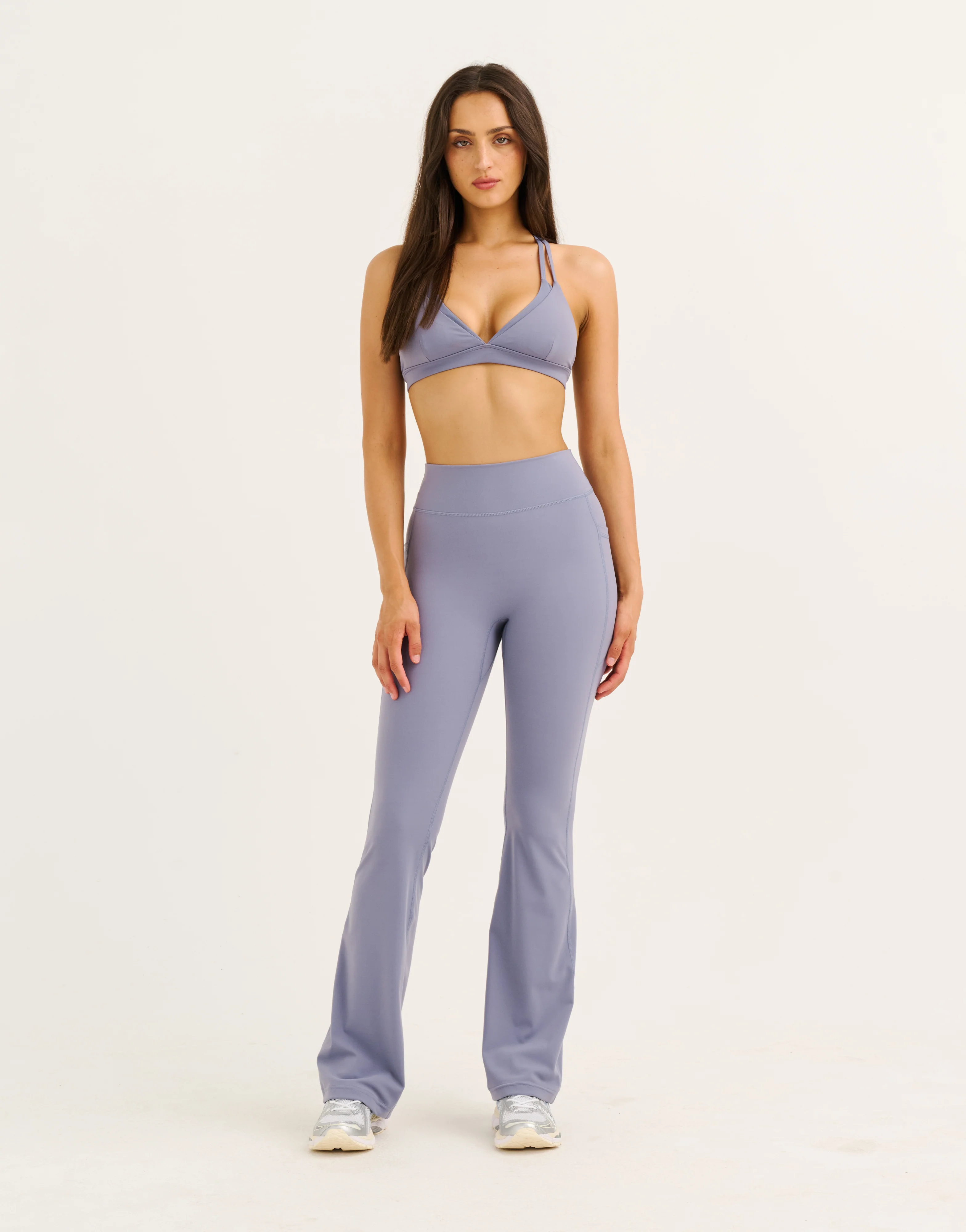 Flare Lycra Pocket Leggings - Washed Blue - Image 4