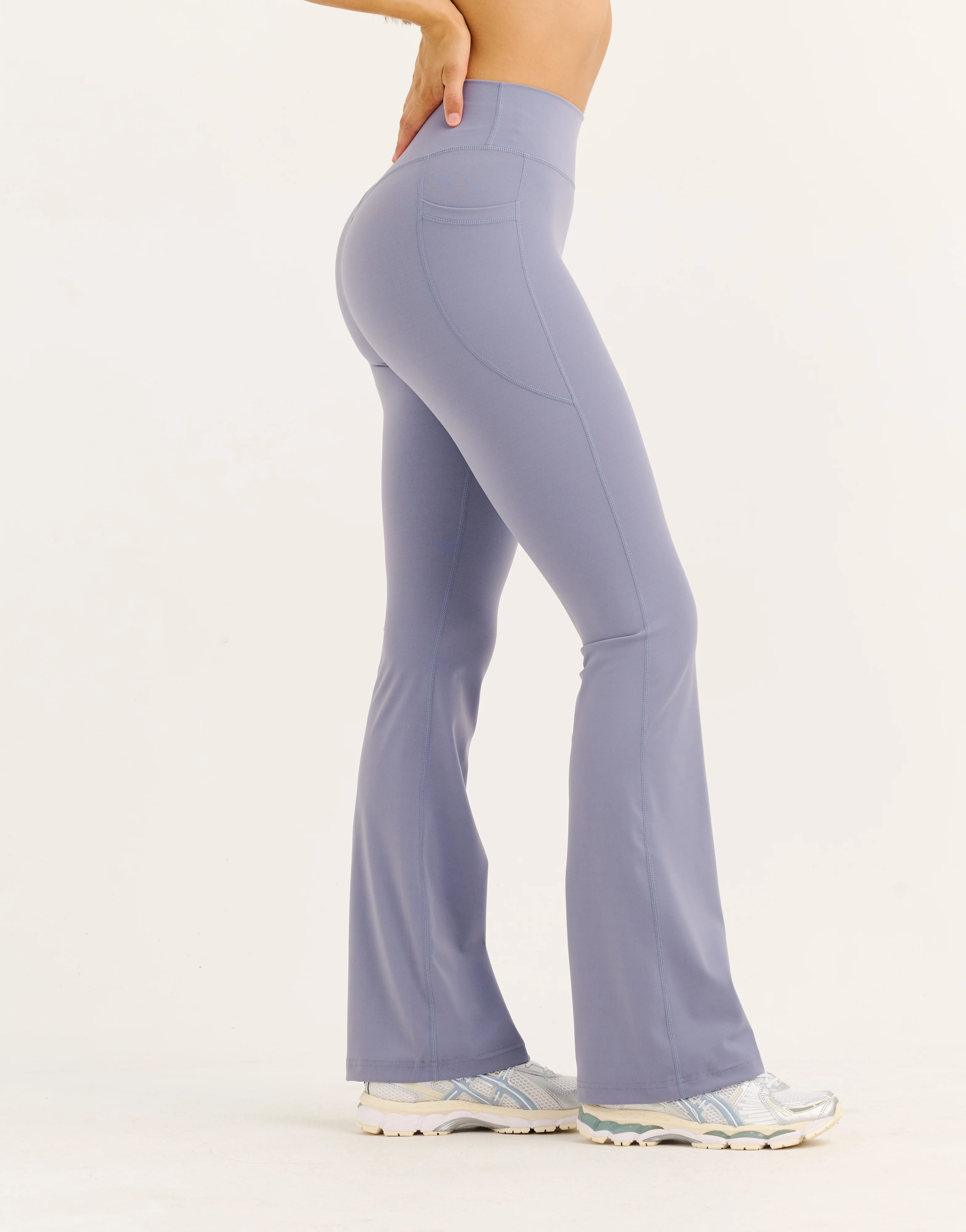 Flare Lycra Pocket Leggings - Washed Blue - Image 7