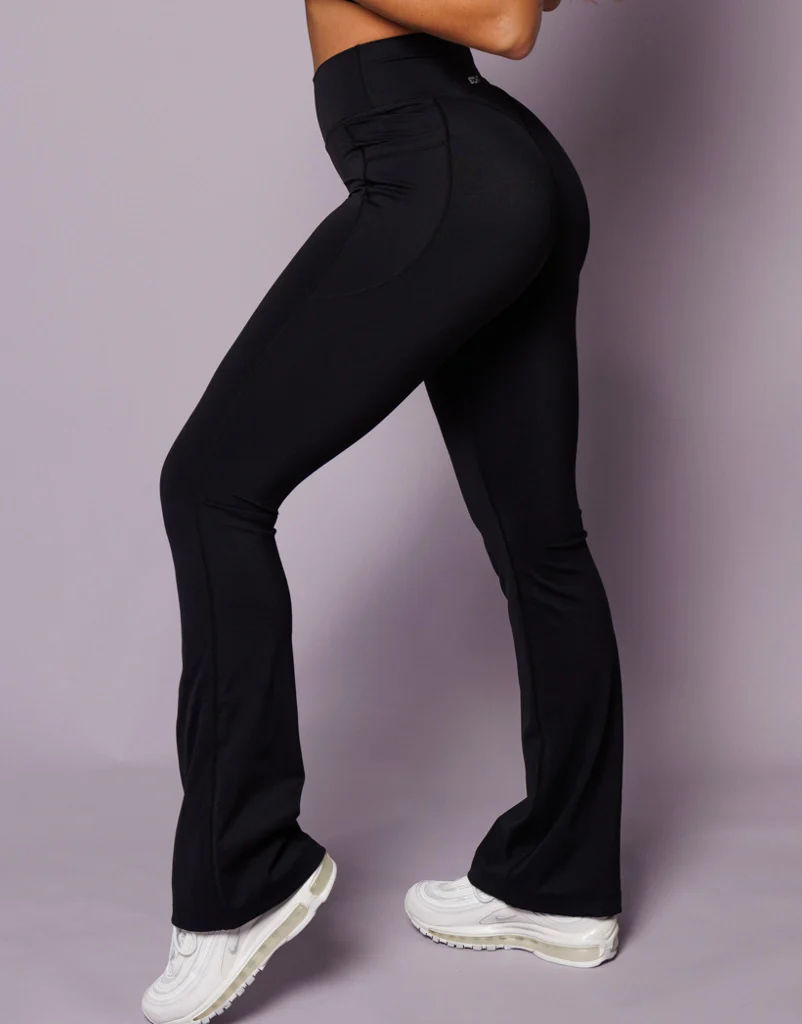 Flare Lycra Pocket Leggings - Black - Image 7