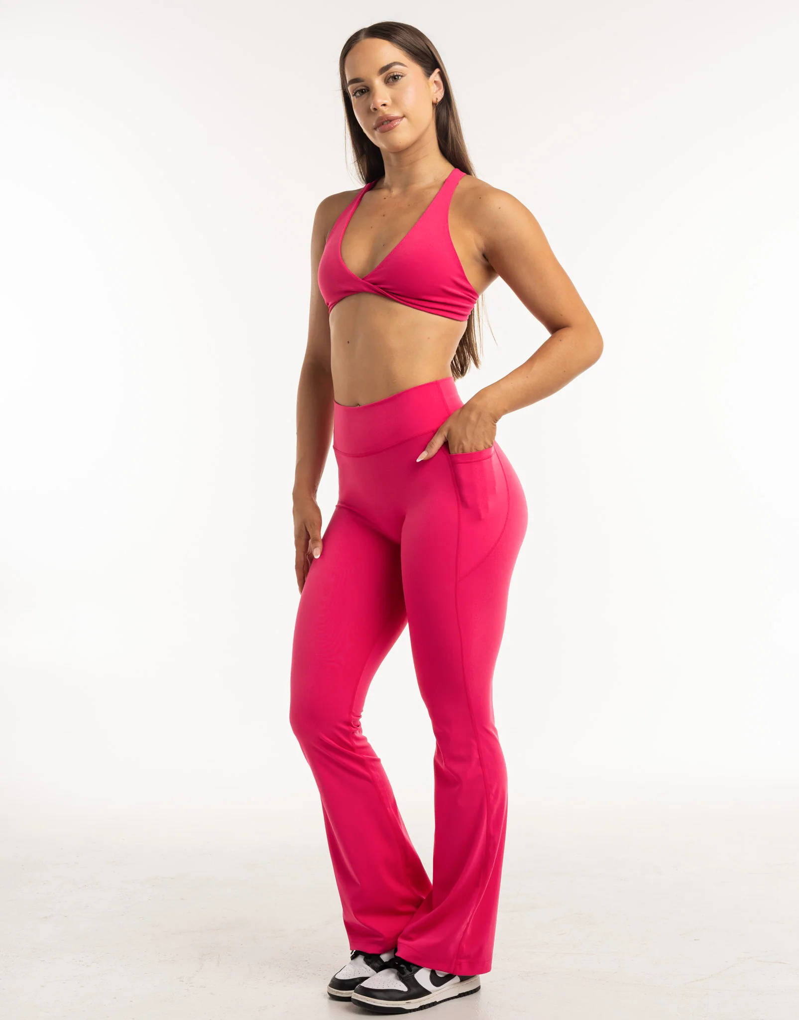 Flare Pocket Leggings - Bright Pink - Image 3