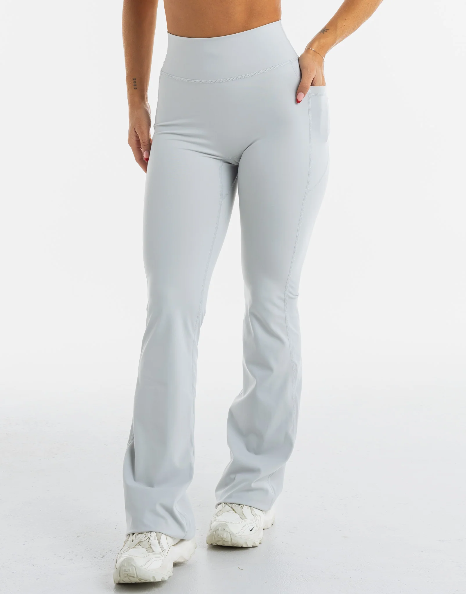 Flare Pocket Leggings - Micro Grey - Image 10