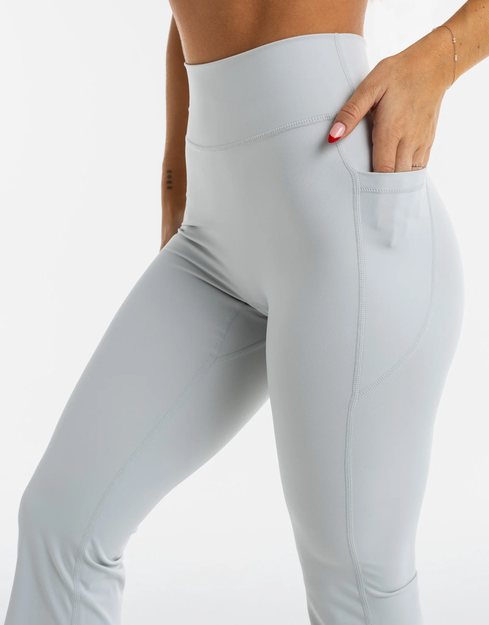 Flare Pocket Leggings - Micro Grey - Image 5