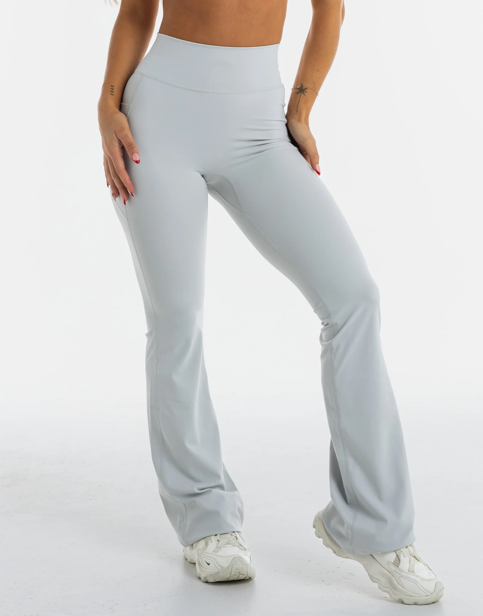 Flare Pocket Leggings - Micro Grey - Image 8