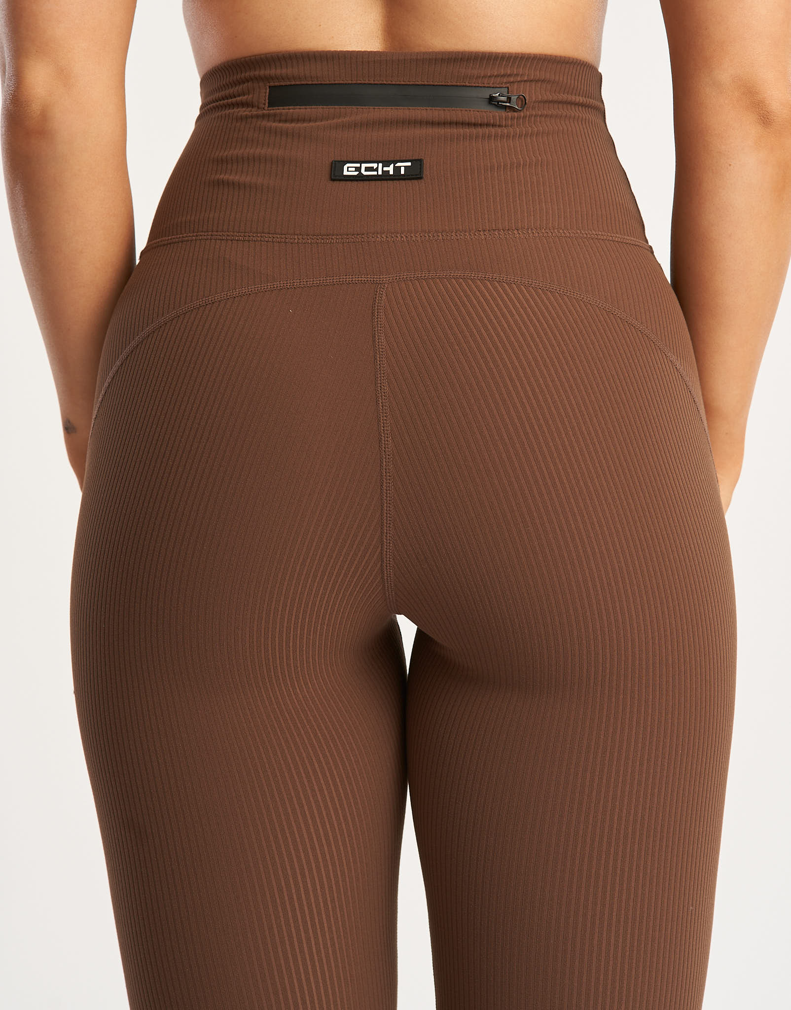 Flare Ribbed Leggings - Chestnut Brown - Image 3