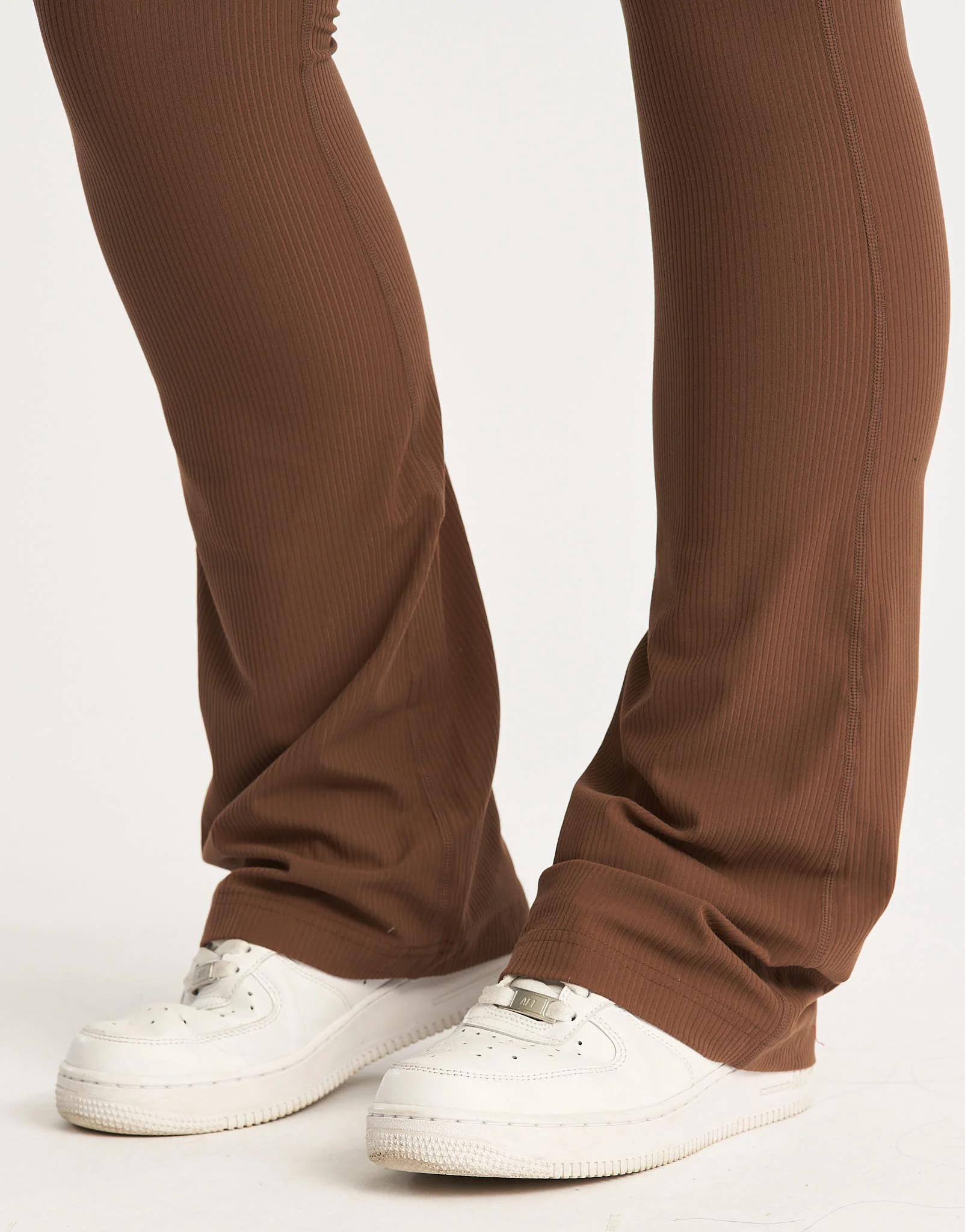 Flare Ribbed Leggings - Chestnut Brown - Image 4