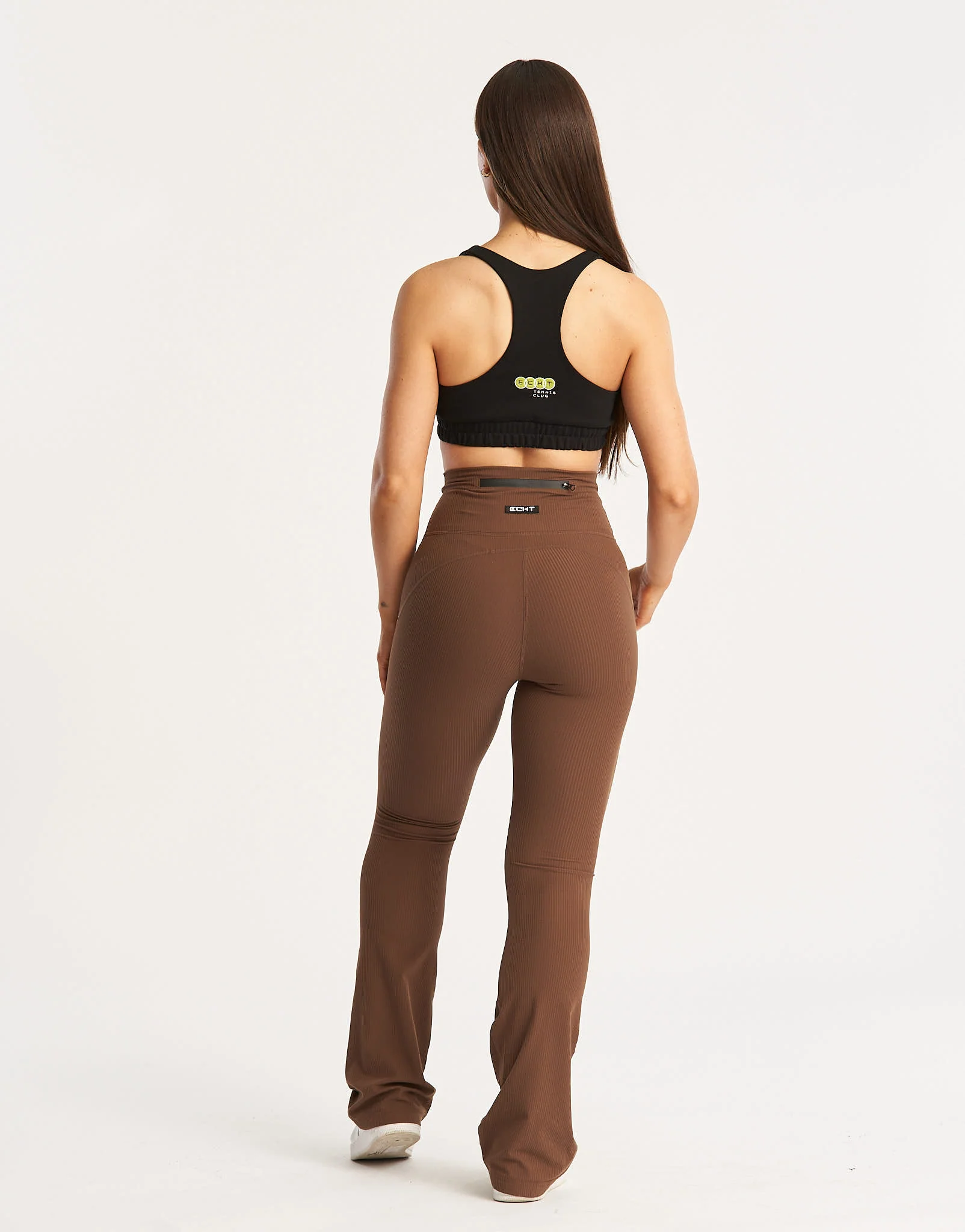 Flare Ribbed Leggings - Chestnut Brown - Image 7
