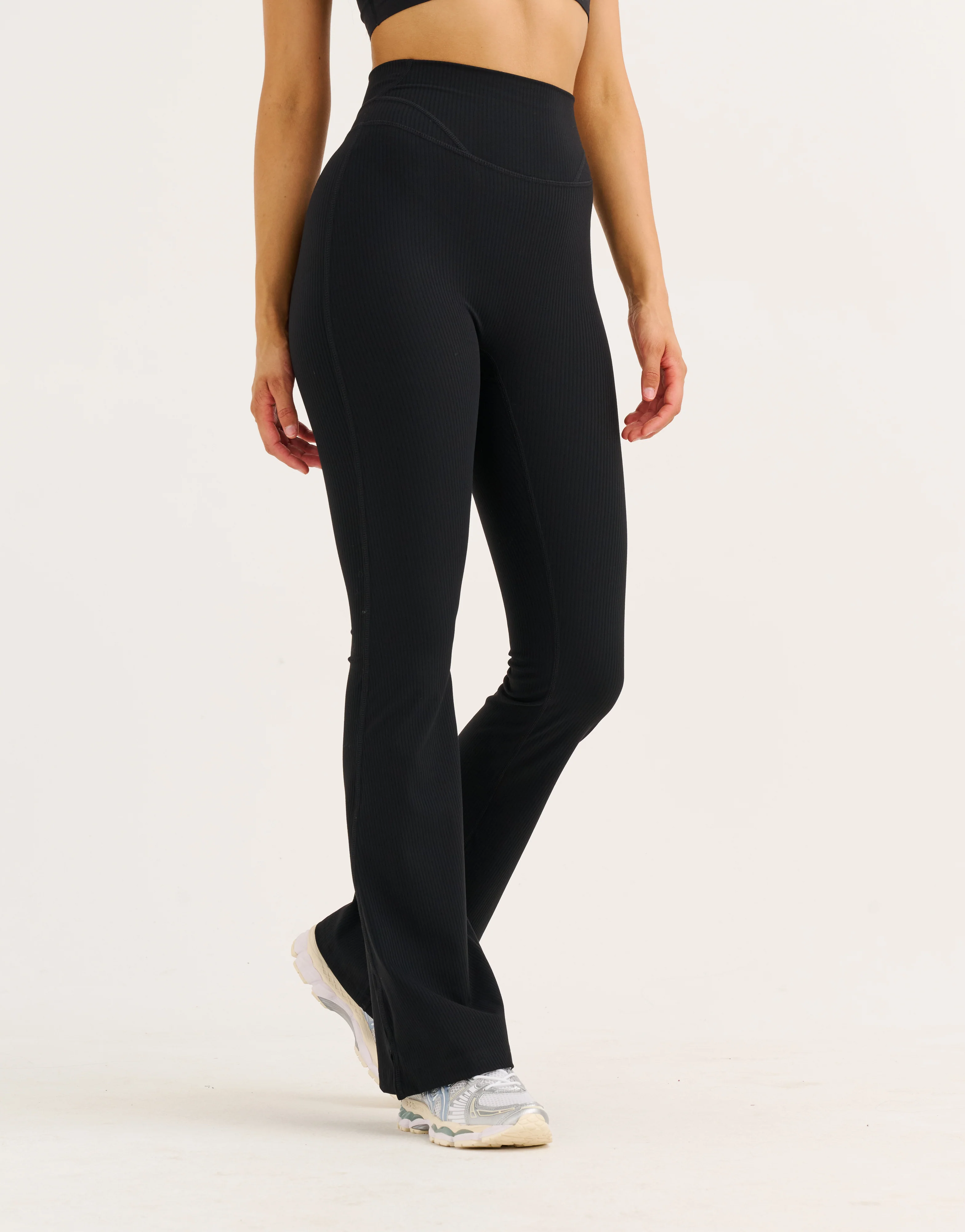Flare Ribbed Leggings V2 - Black - Image 10