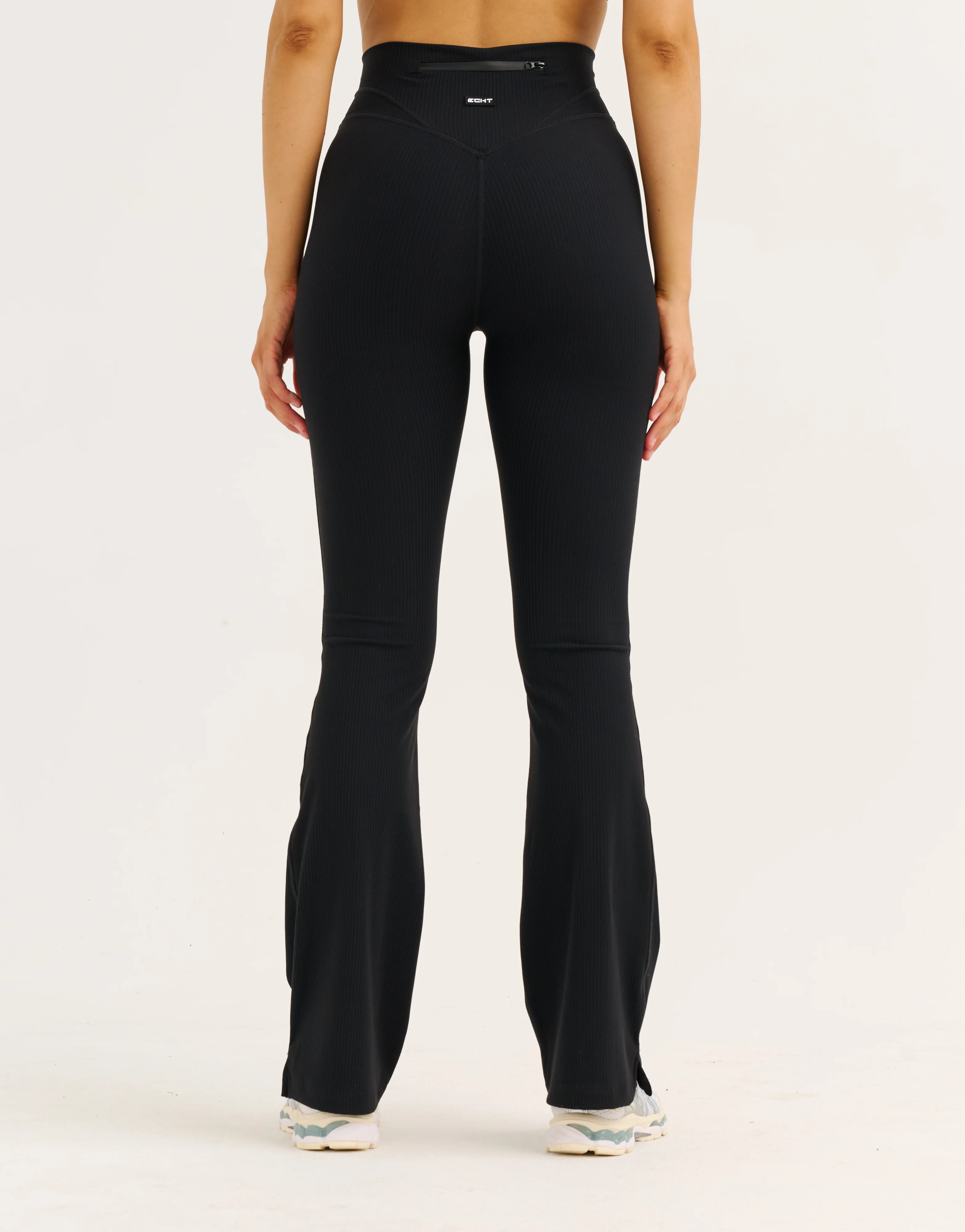 Flare Ribbed Leggings V2 - Black - Image 11