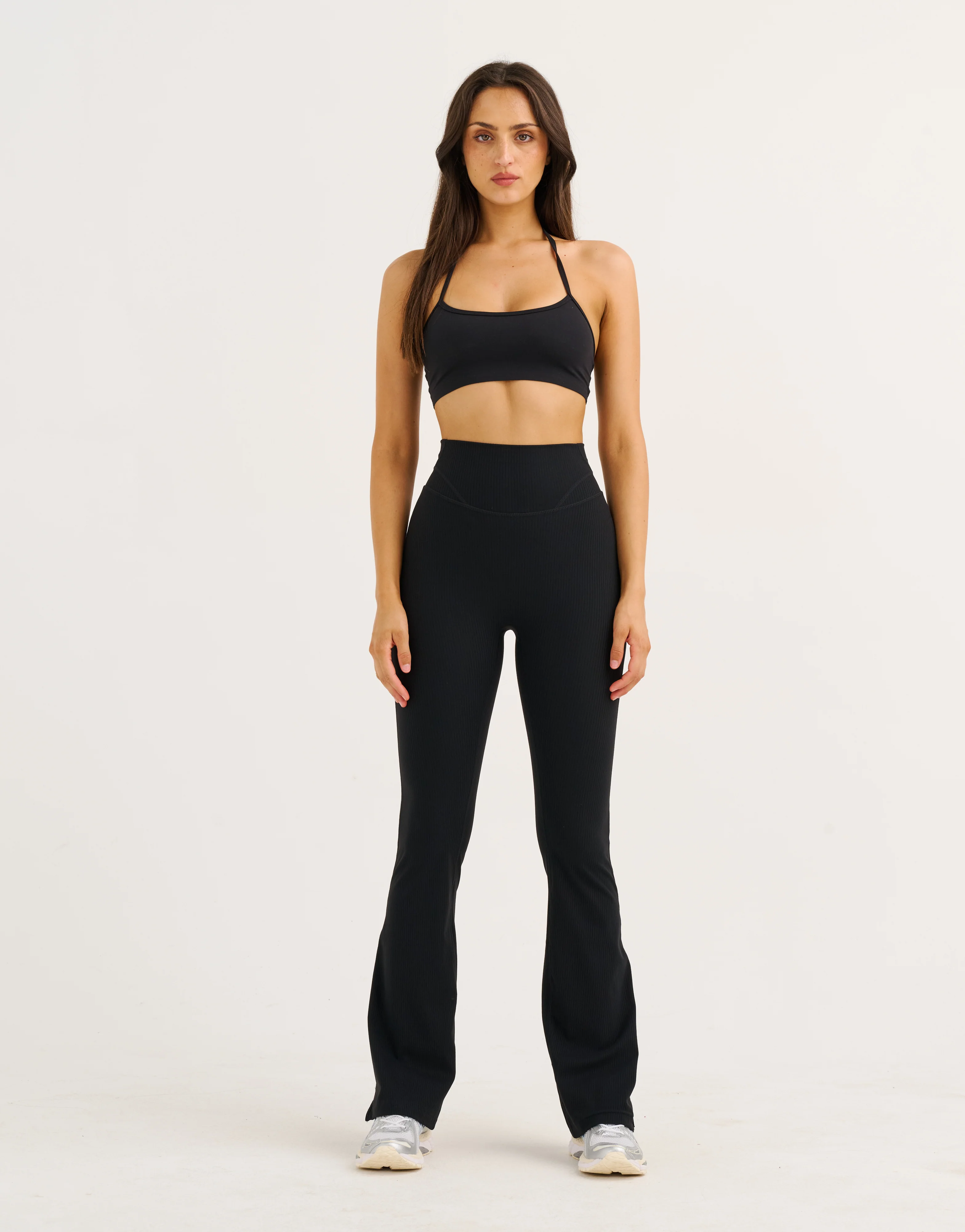 Flare Ribbed Leggings V2 - Black - Image 6