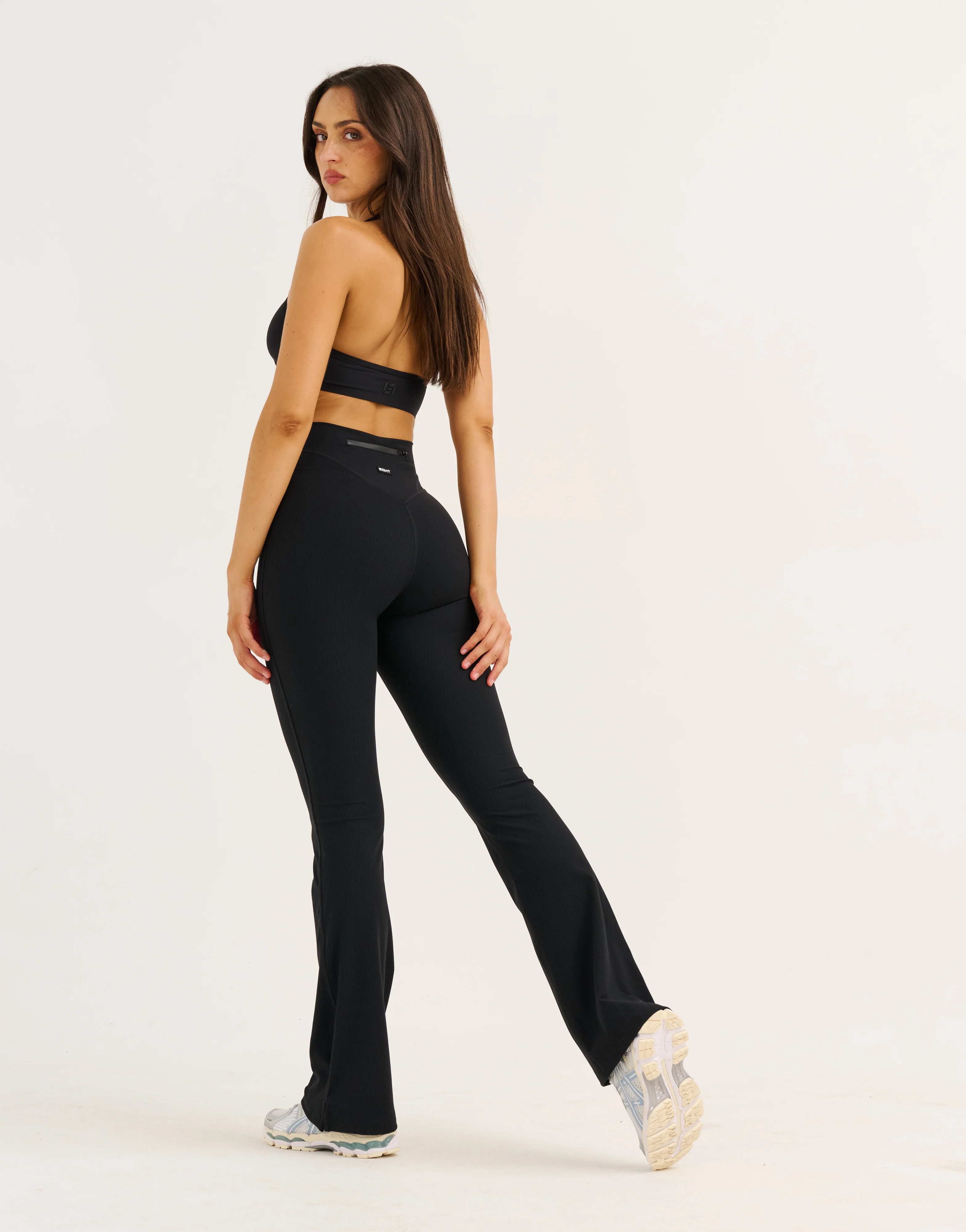 Flare Ribbed Leggings V2 - Black - Image 7