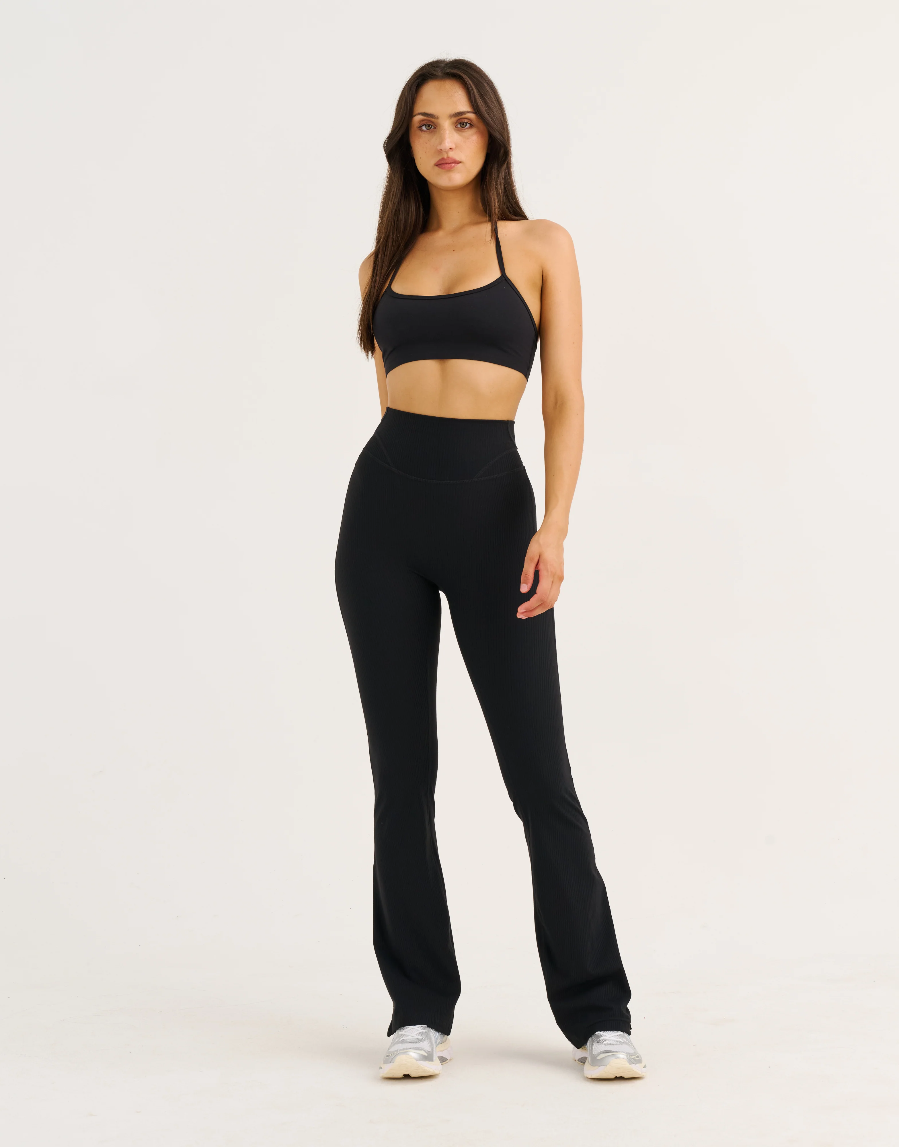 Flare Ribbed Leggings V2 - Black - Image 8