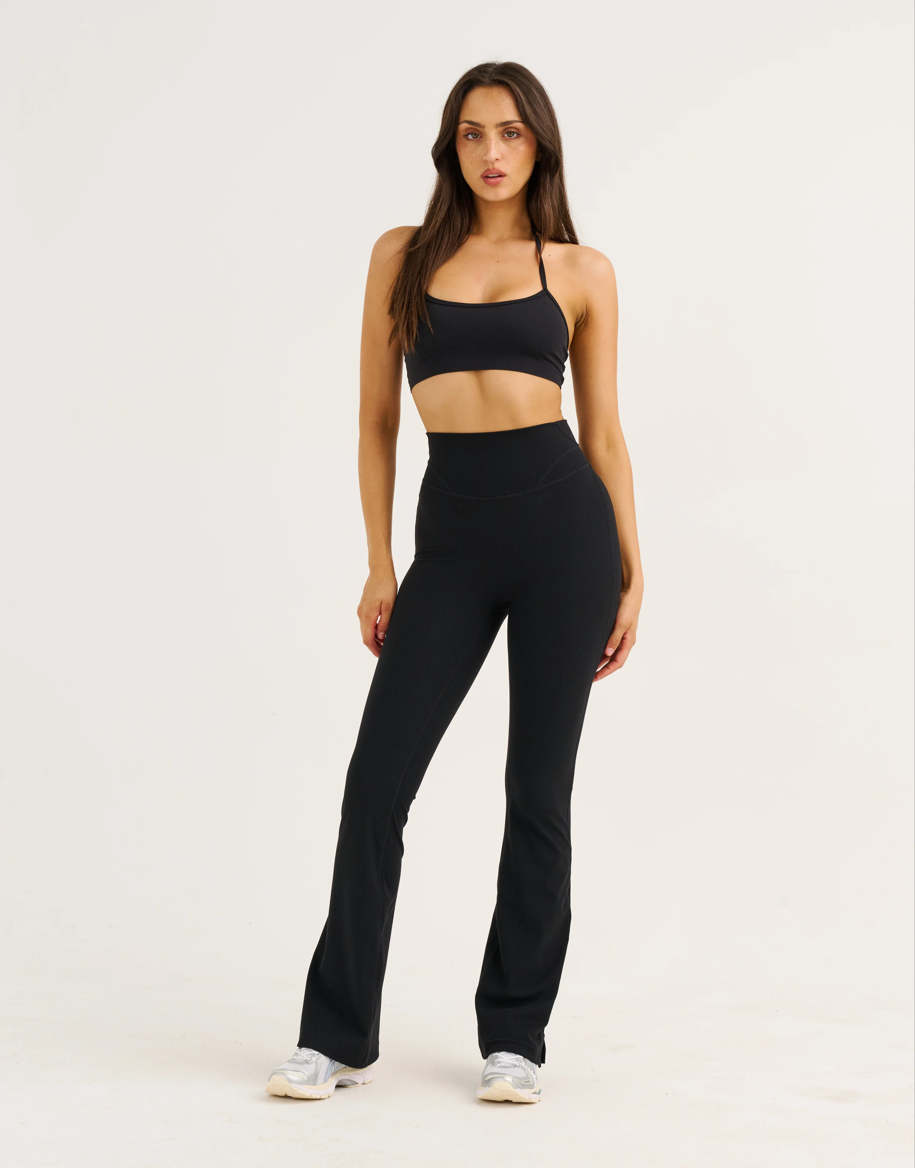 Flare Ribbed Leggings V2 - Black - Image 9