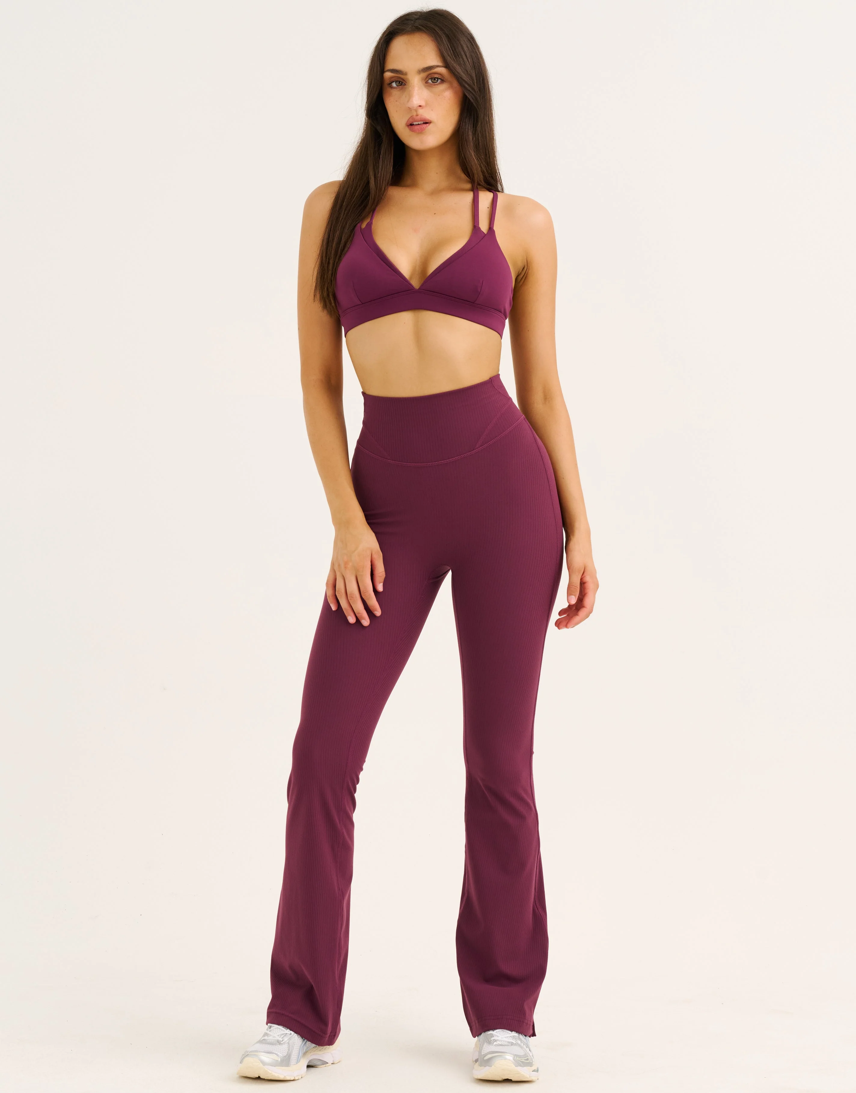 Flare Ribbed Leggings V2 - Blackberry - Image 2