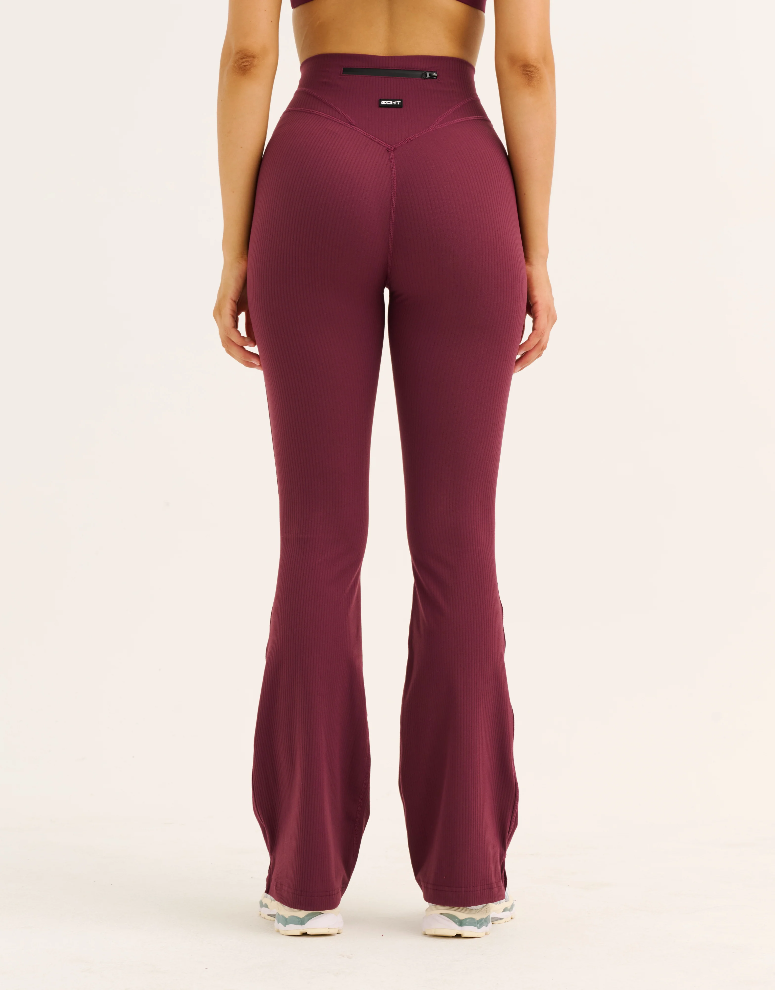 Flare Ribbed Leggings V2 - Blackberry - Image 3