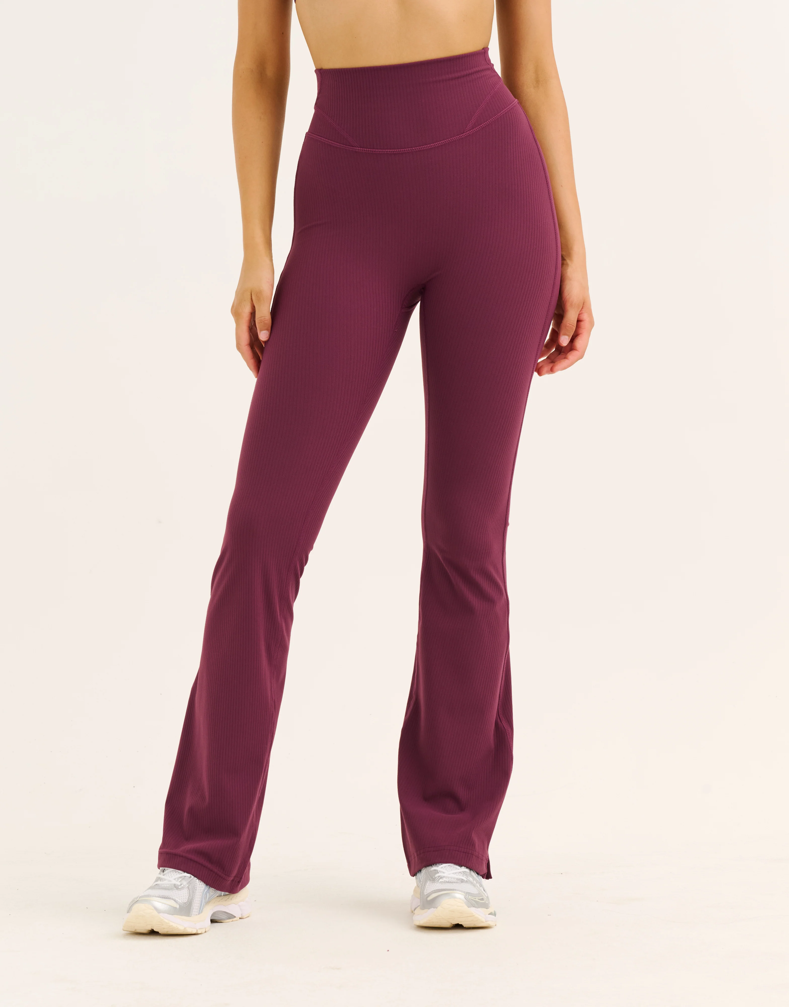 Flare Ribbed Leggings V2 - Blackberry - Image 4