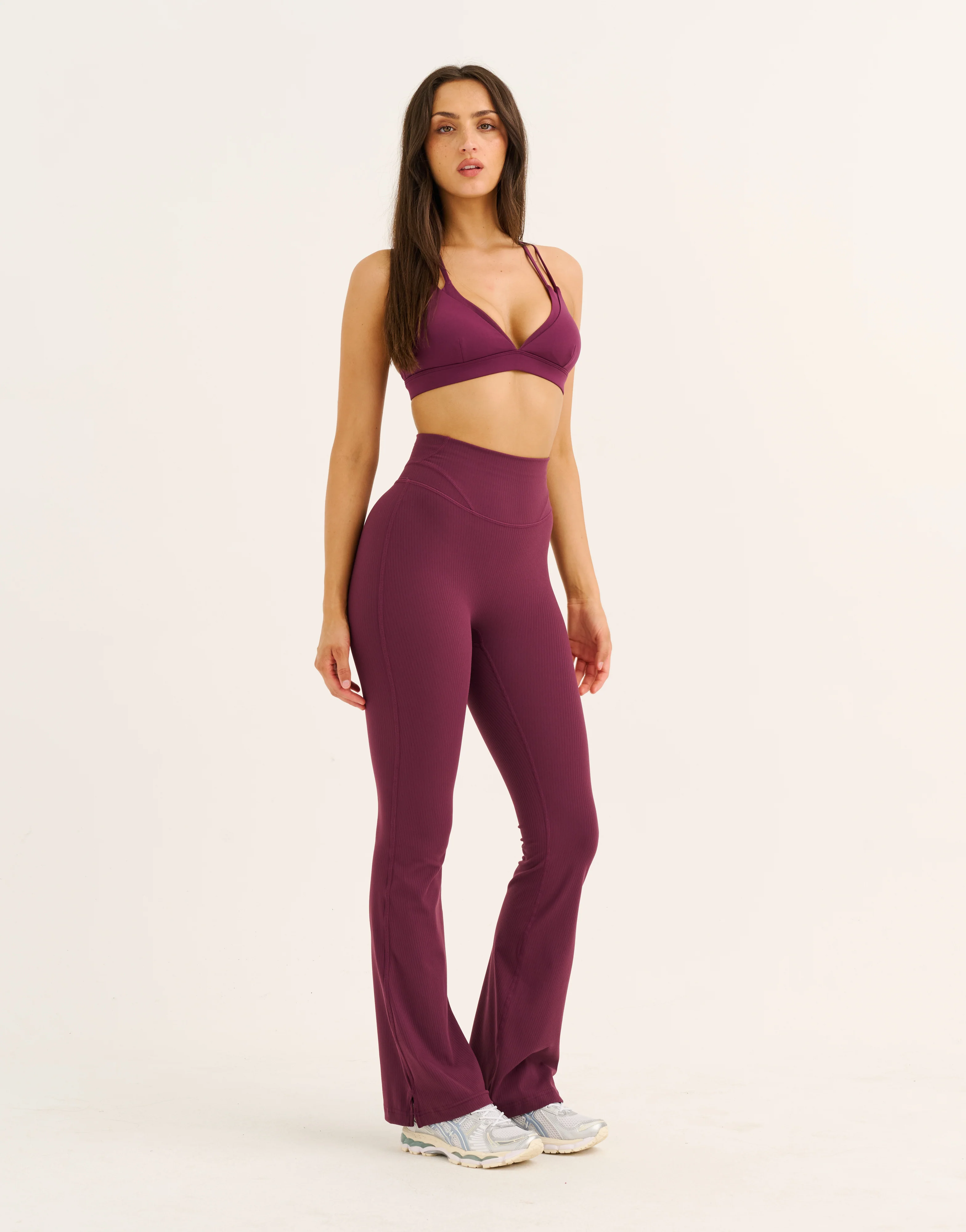 Flare Ribbed Leggings V2 - Blackberry - Image 5