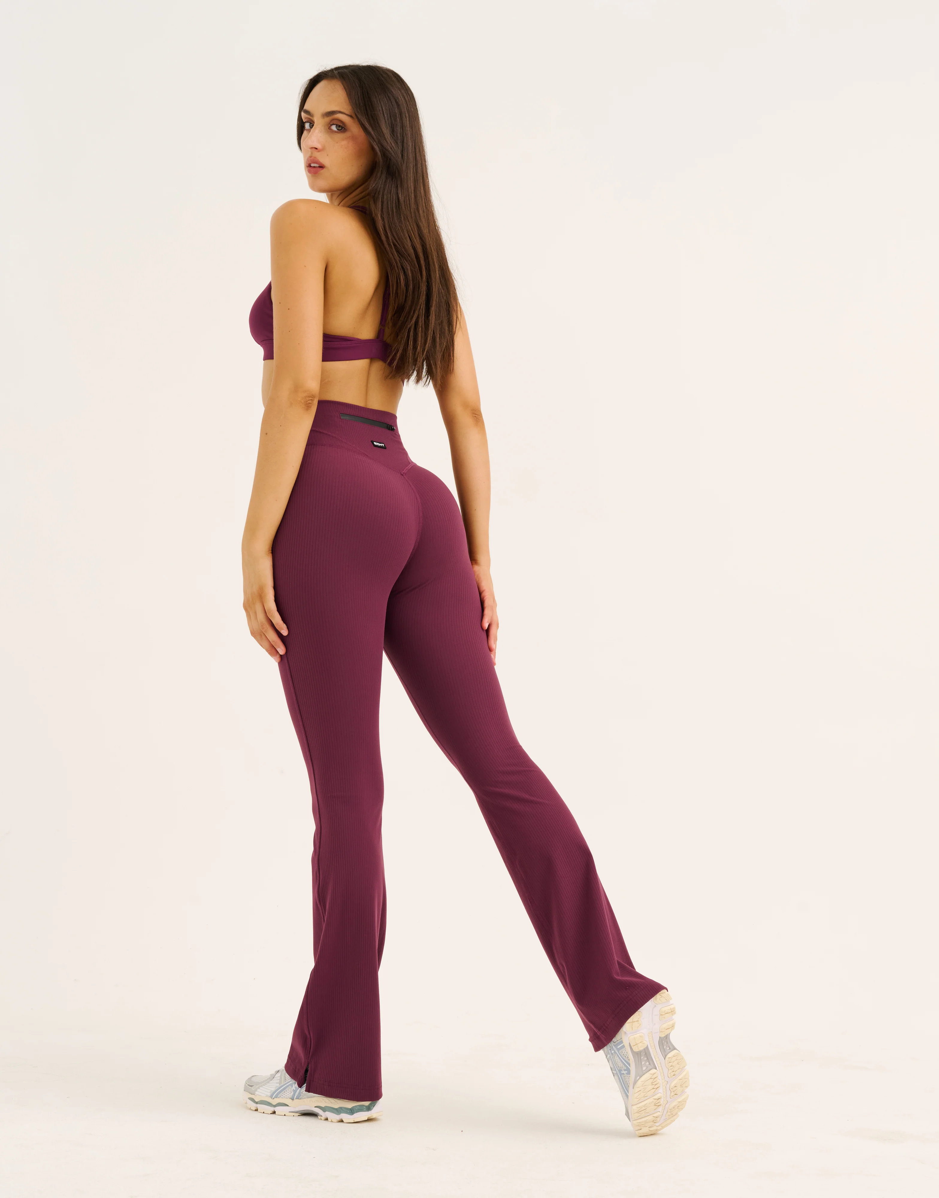 Flare Ribbed Leggings V2 - Blackberry - Image 9