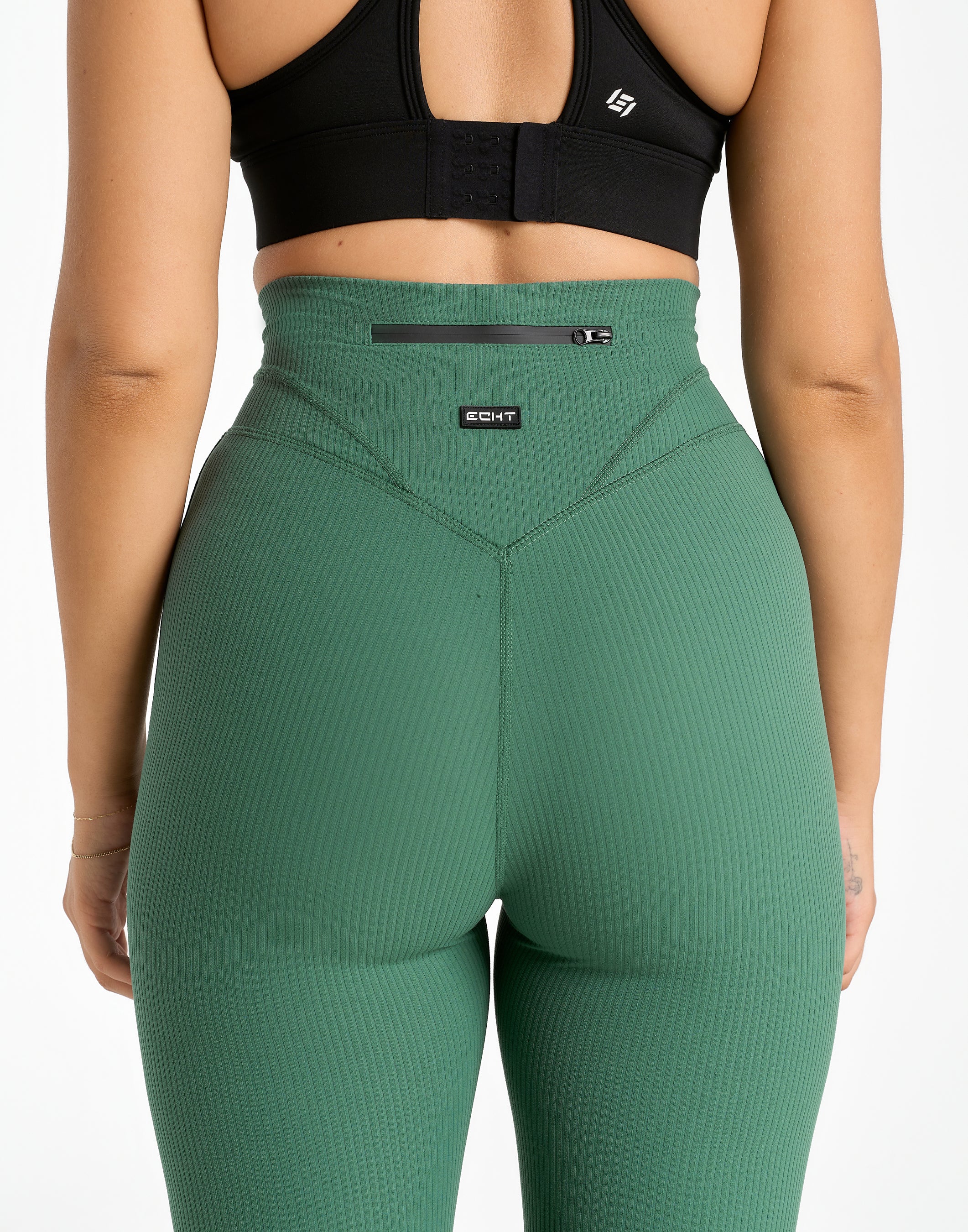 Flare Ribbed Leggings V2 - Green - Image 5