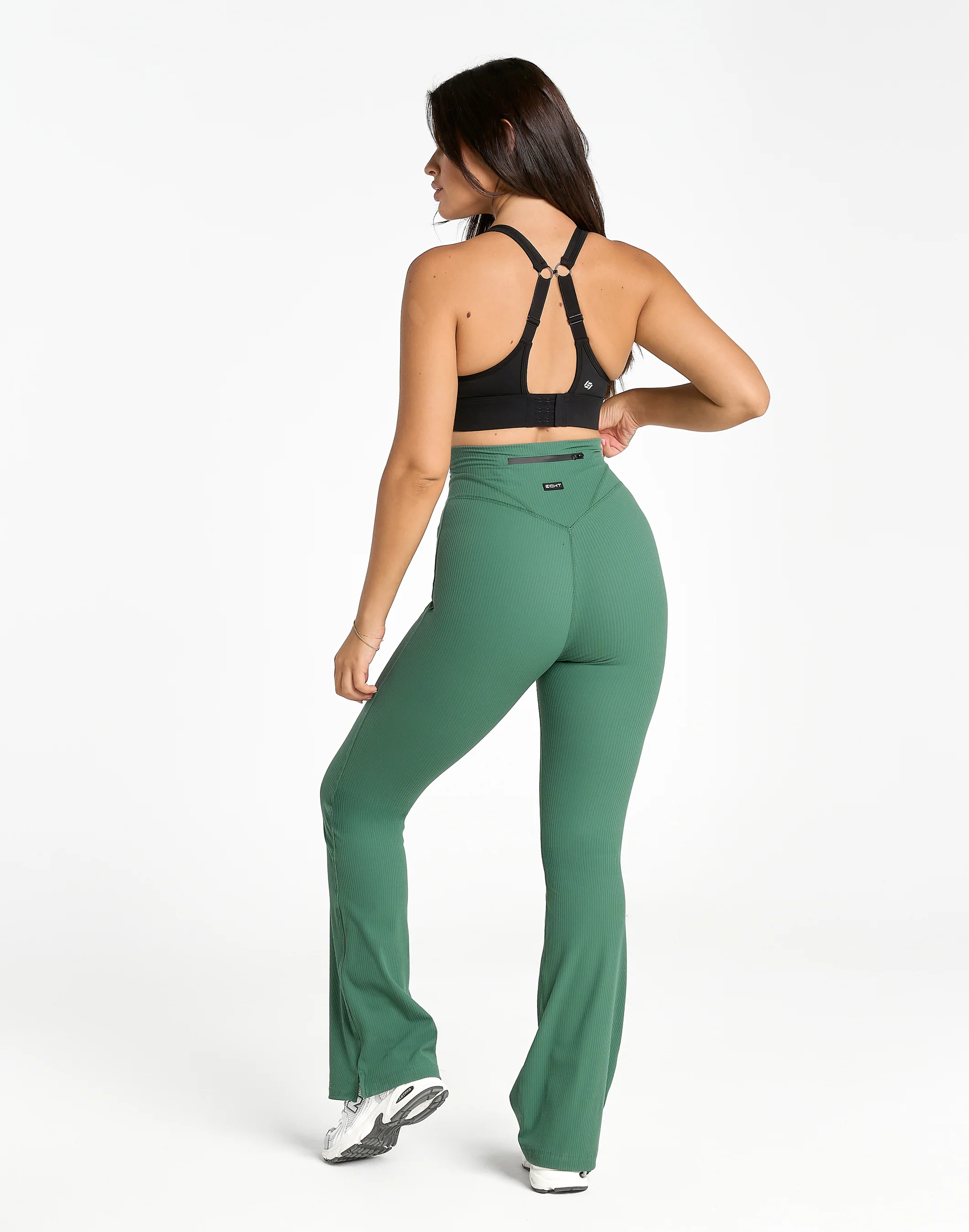 Flare Ribbed Leggings V2 - Green - Image 6