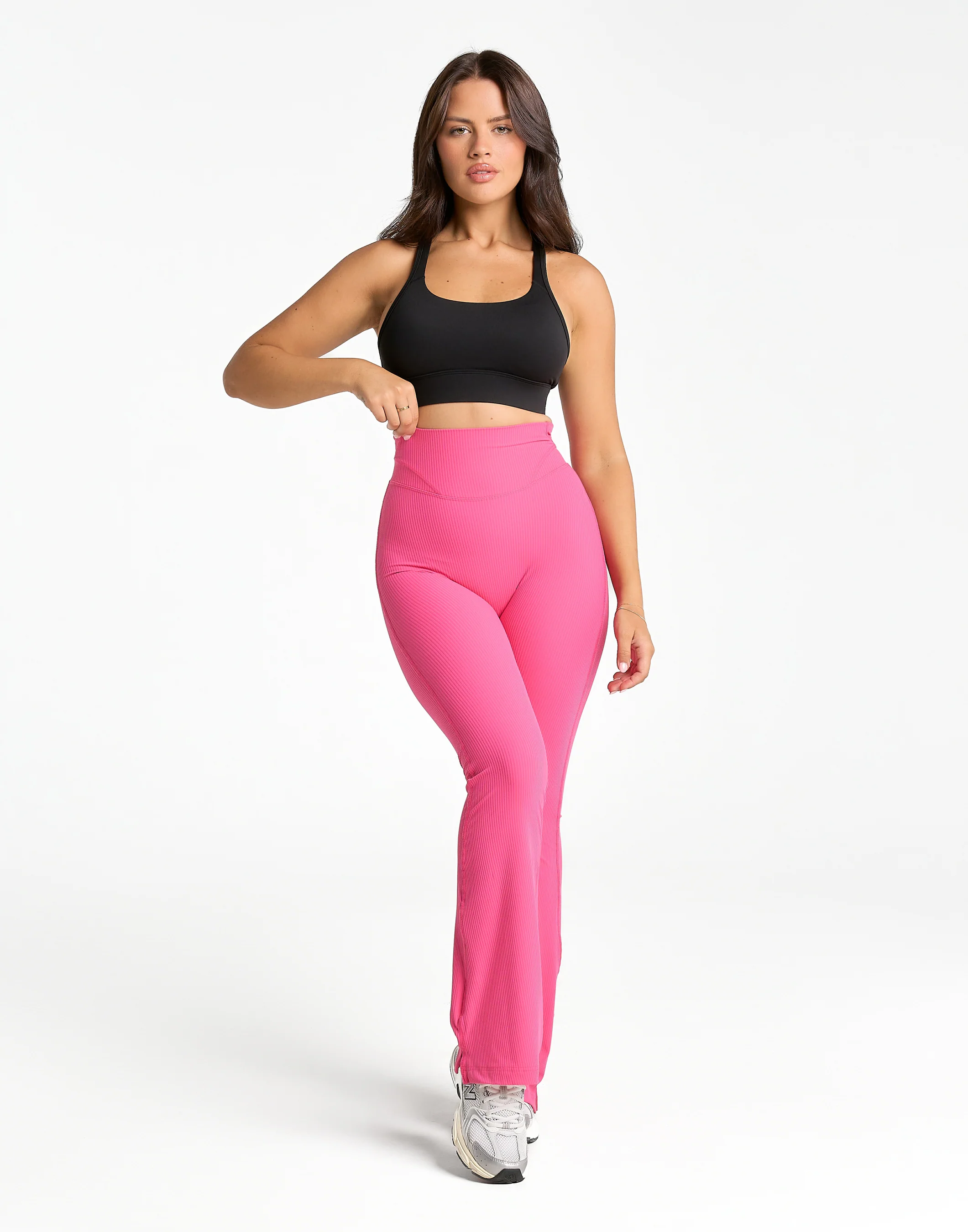 Flare Ribbed Leggings V2 - Pink - Image 3