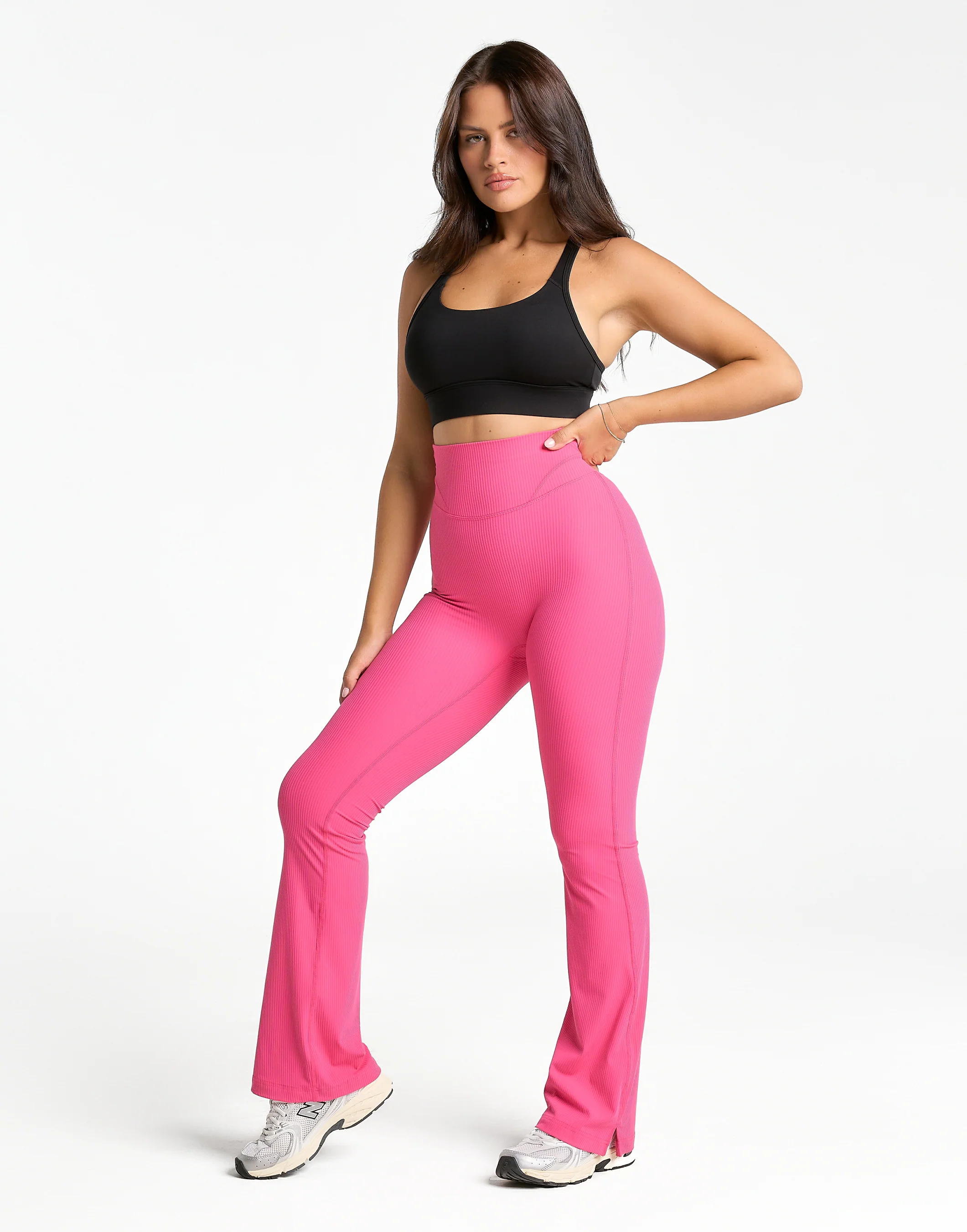 Flare Ribbed Leggings V2 - Pink - Image 7