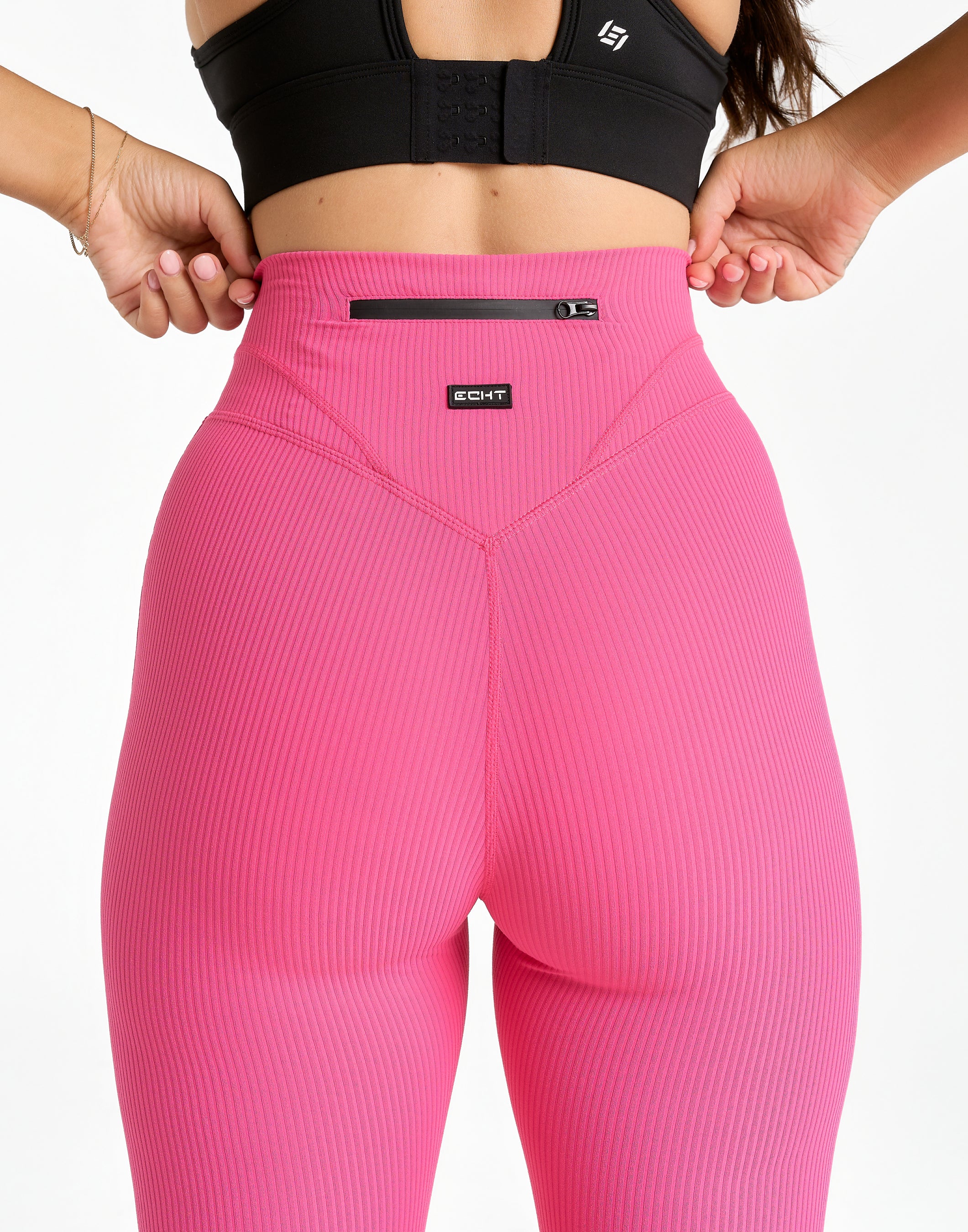 Flare Ribbed Leggings V2 - Pink - Image 9