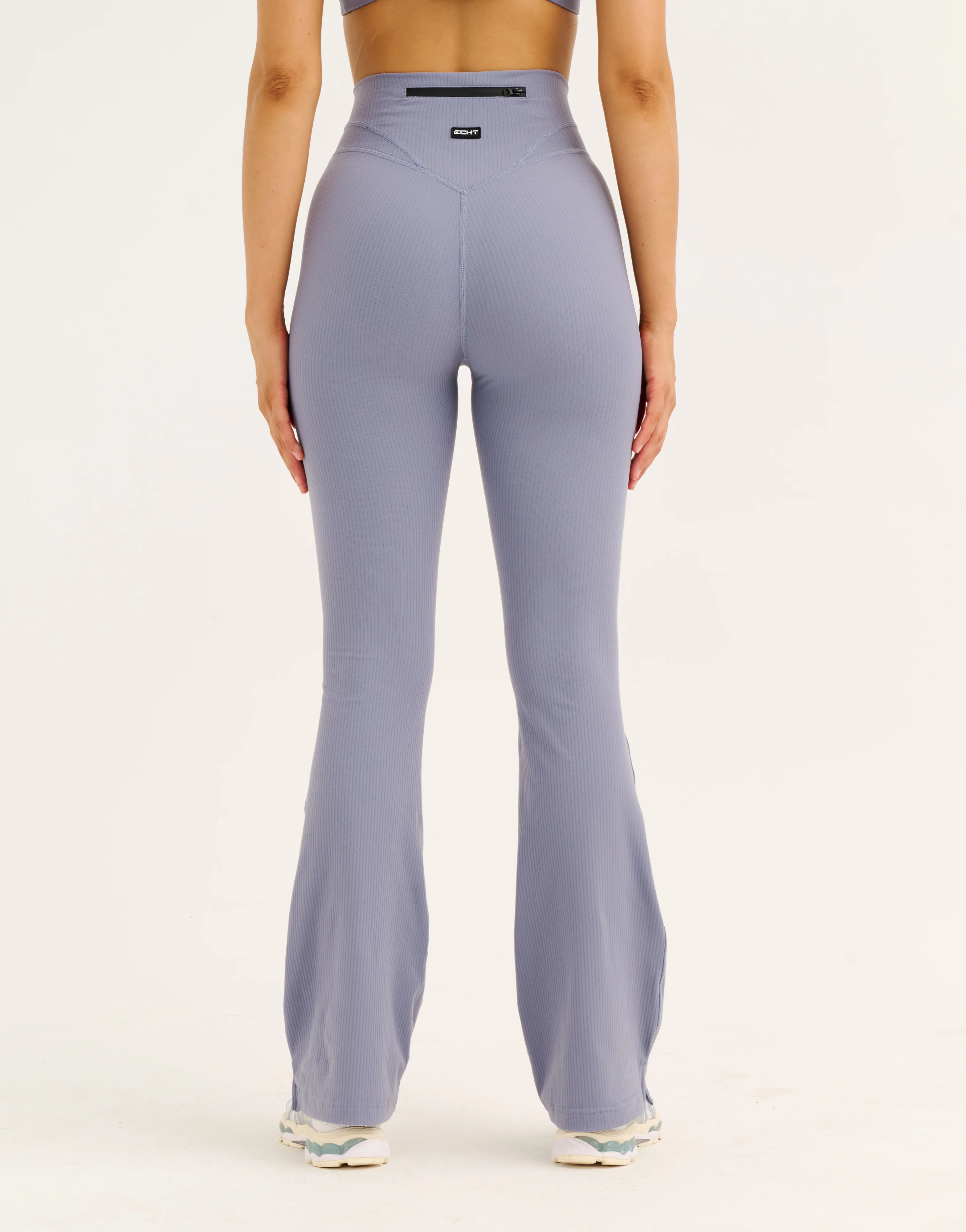Flare Ribbed Leggings V2 - Washed Blue - Image 5