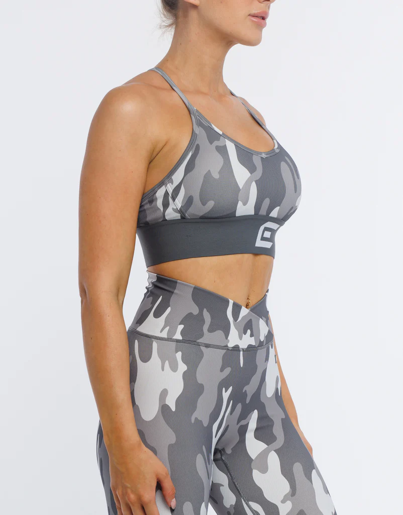 Hyper Camo Sports Bra - Stealth Grey - Image 10