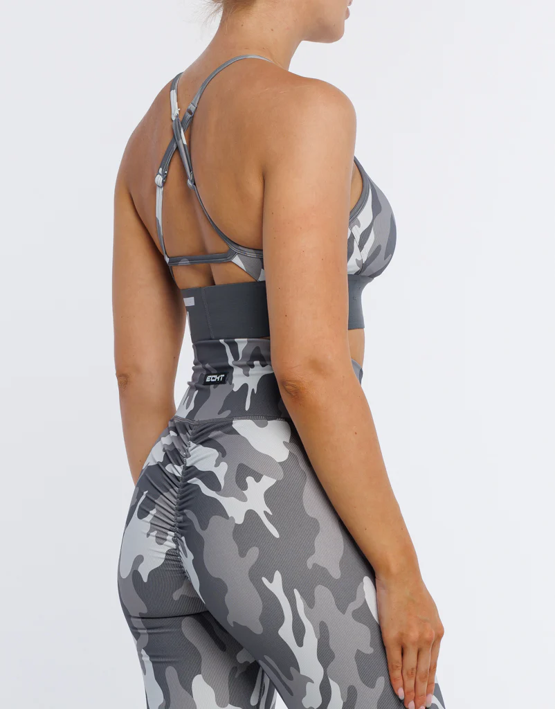 Hyper Camo Sports Bra - Stealth Grey - Image 11