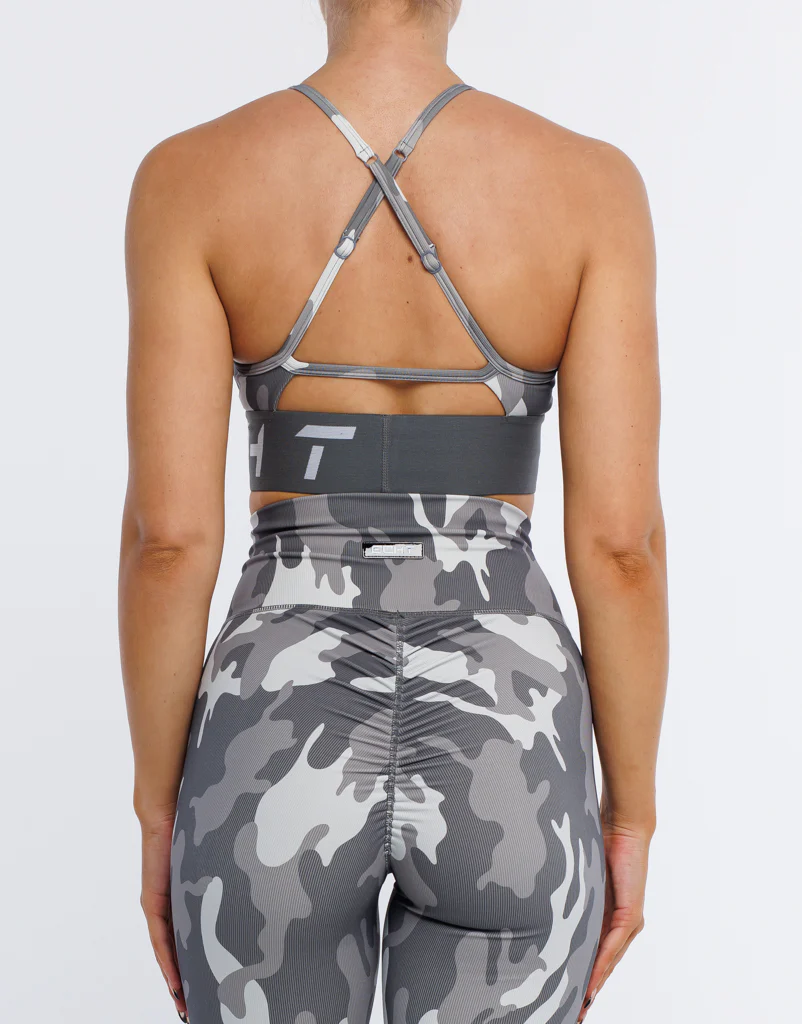 Hyper Camo Sports Bra - Stealth Grey - Image 2
