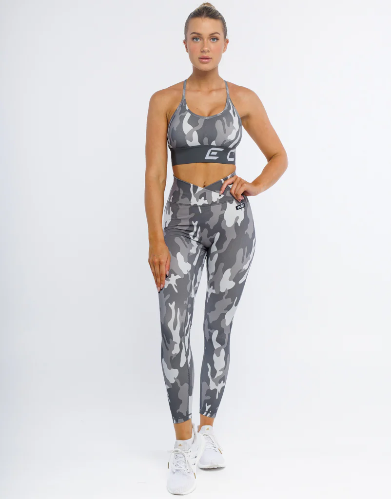 Hyper Camo Sports Bra - Stealth Grey - Image 3