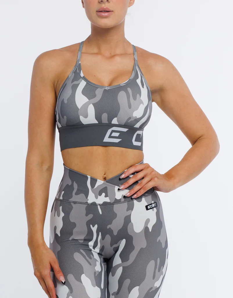 Hyper Camo Sports Bra - Stealth Grey - Image 8