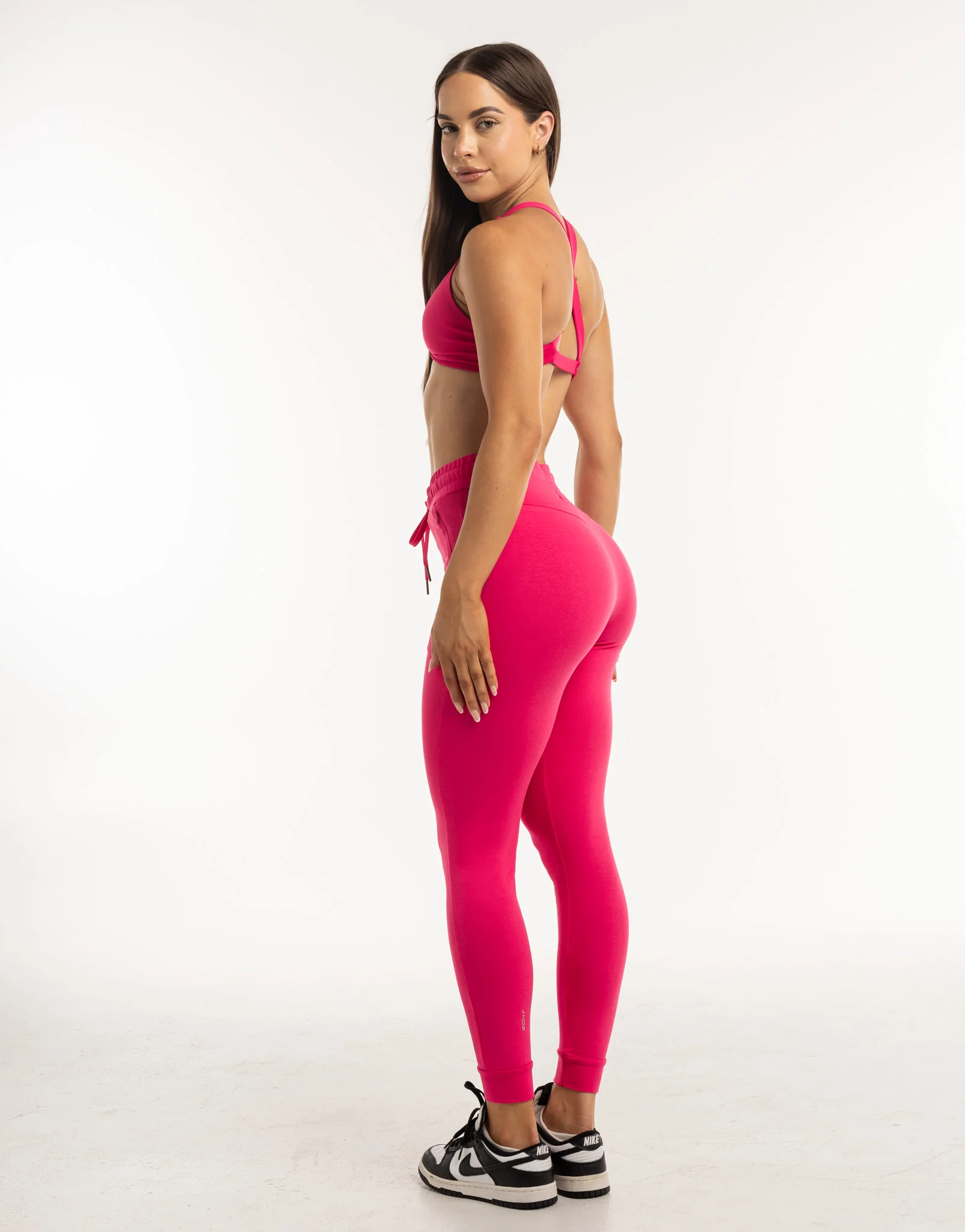Ladies Tapered Joggers V2 - Bright Pink - Image 2