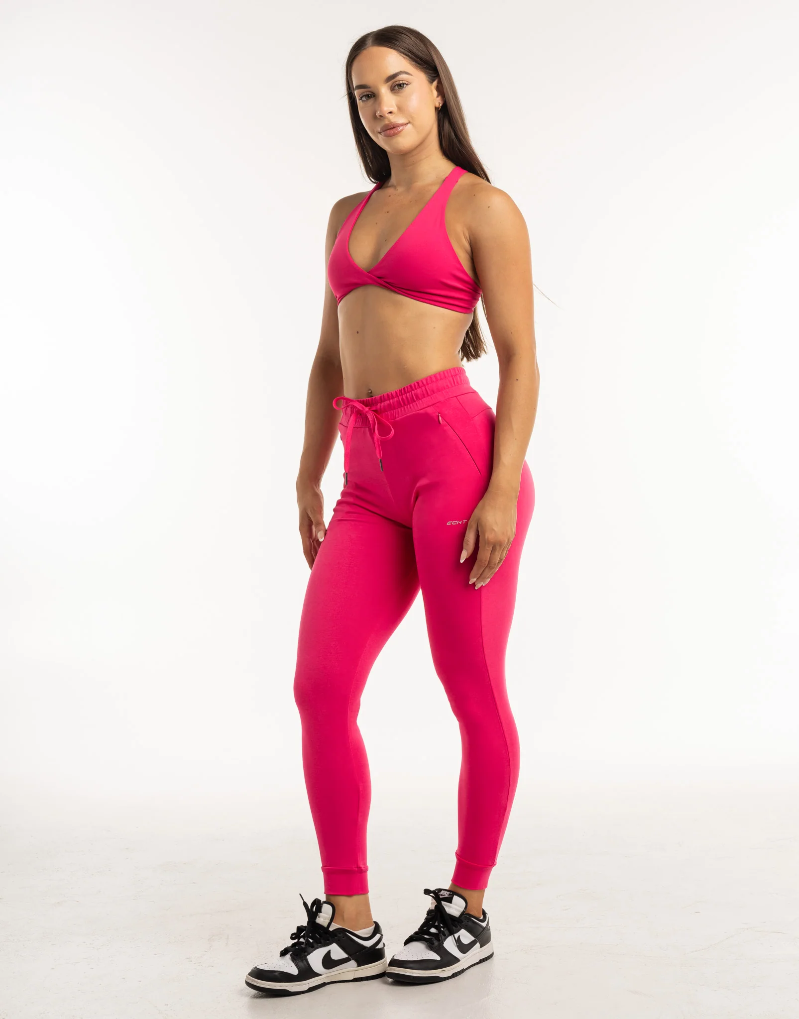 Ladies Tapered Joggers V2 - Bright Pink - Image 3