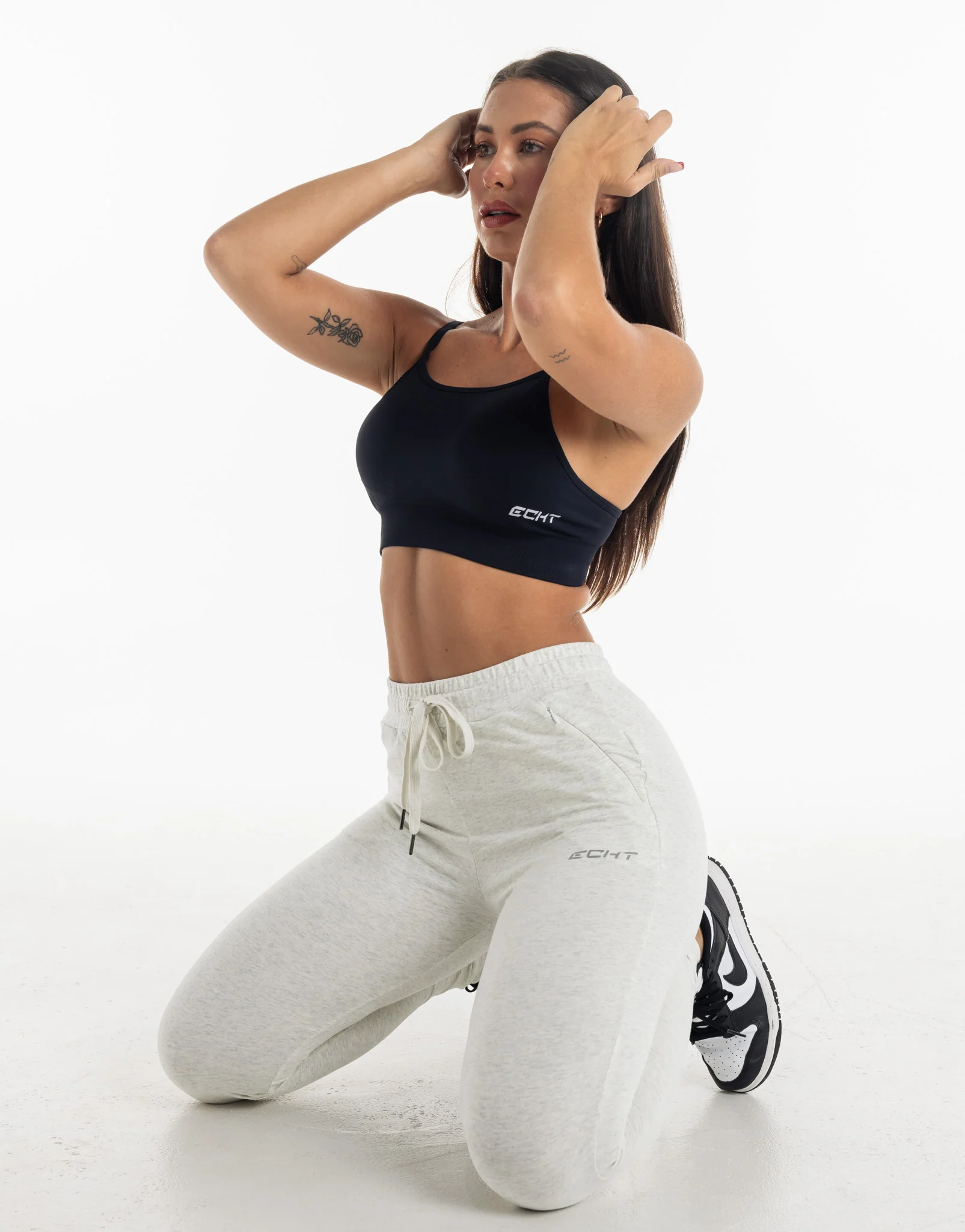 Ladies Tapered Joggers V2 - Heather Grey - Image 8