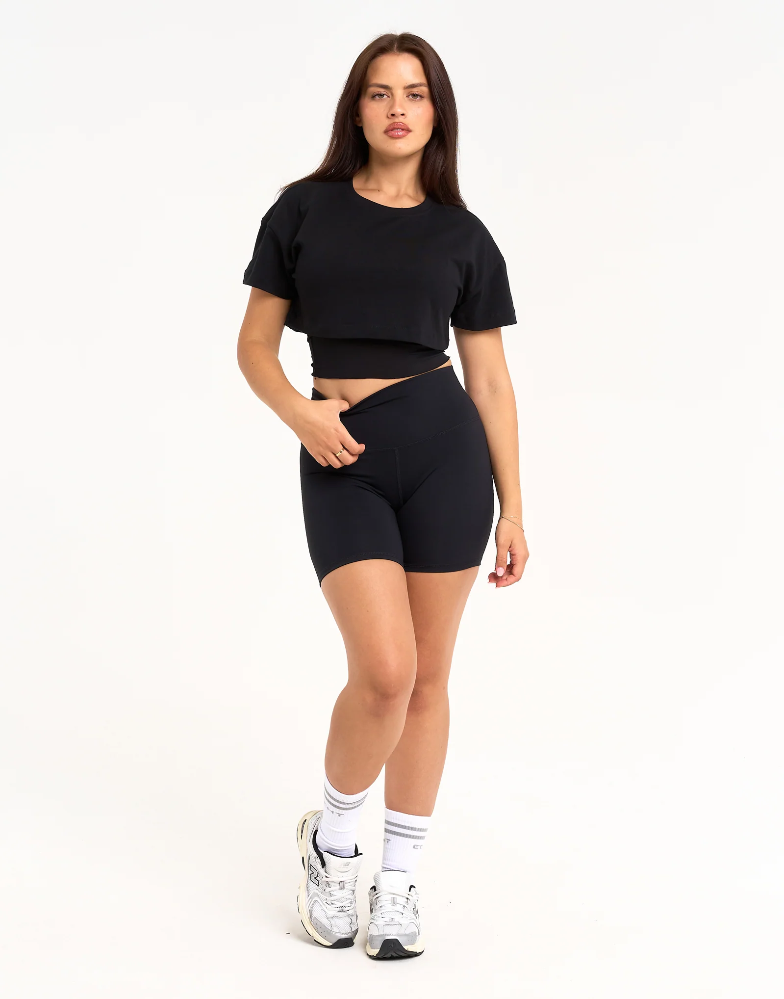 Layered Cropped Tee - Black - Image 4