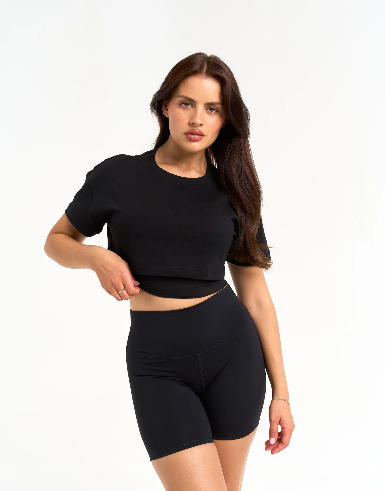 Layered Cropped Tee - Black - Image 5