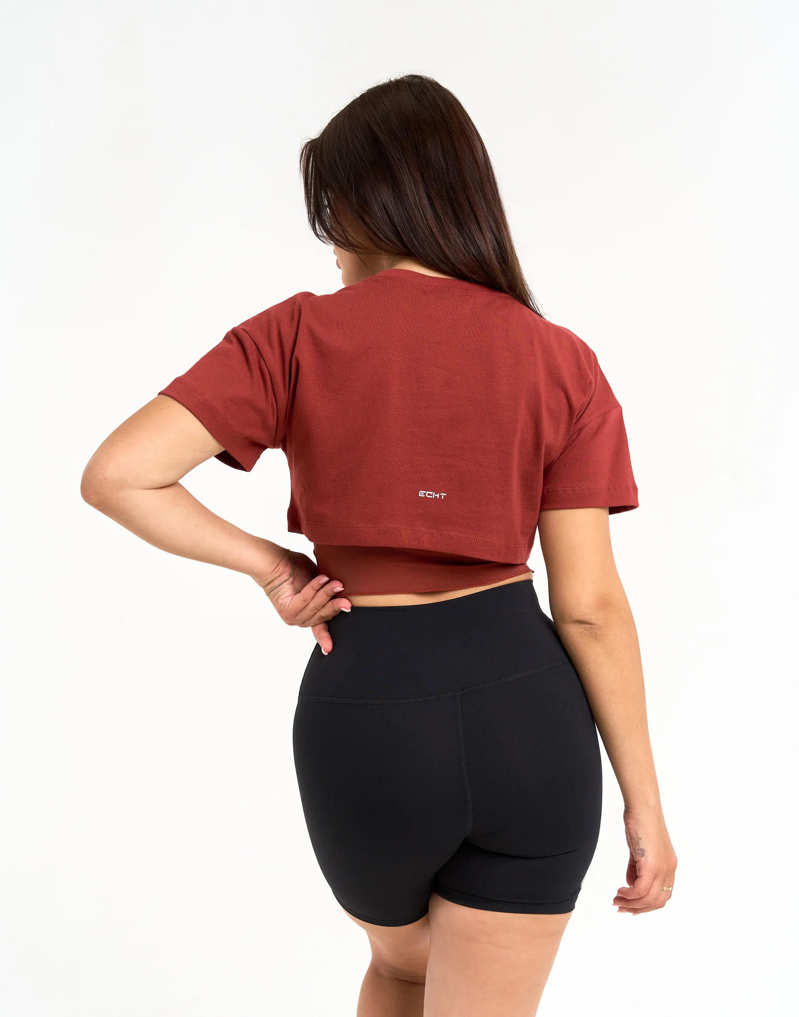 Layered Cropped Tee - Brown - Image 2