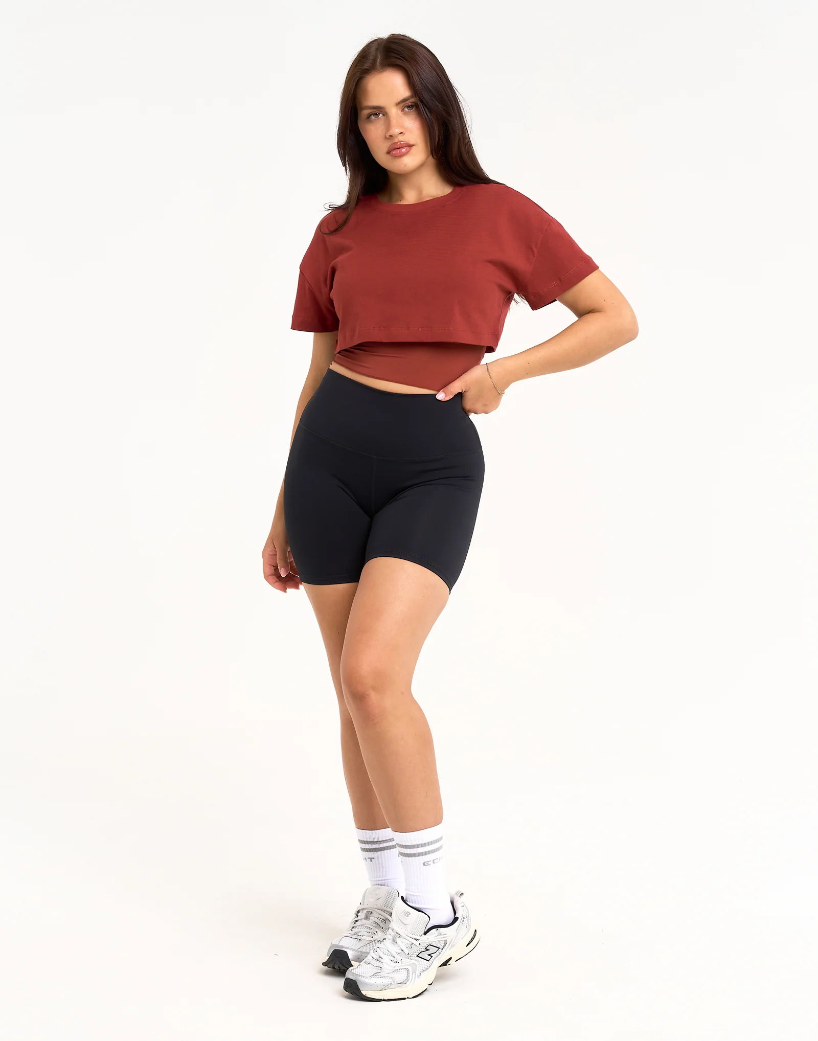 Layered Cropped Tee - Brown - Image 7