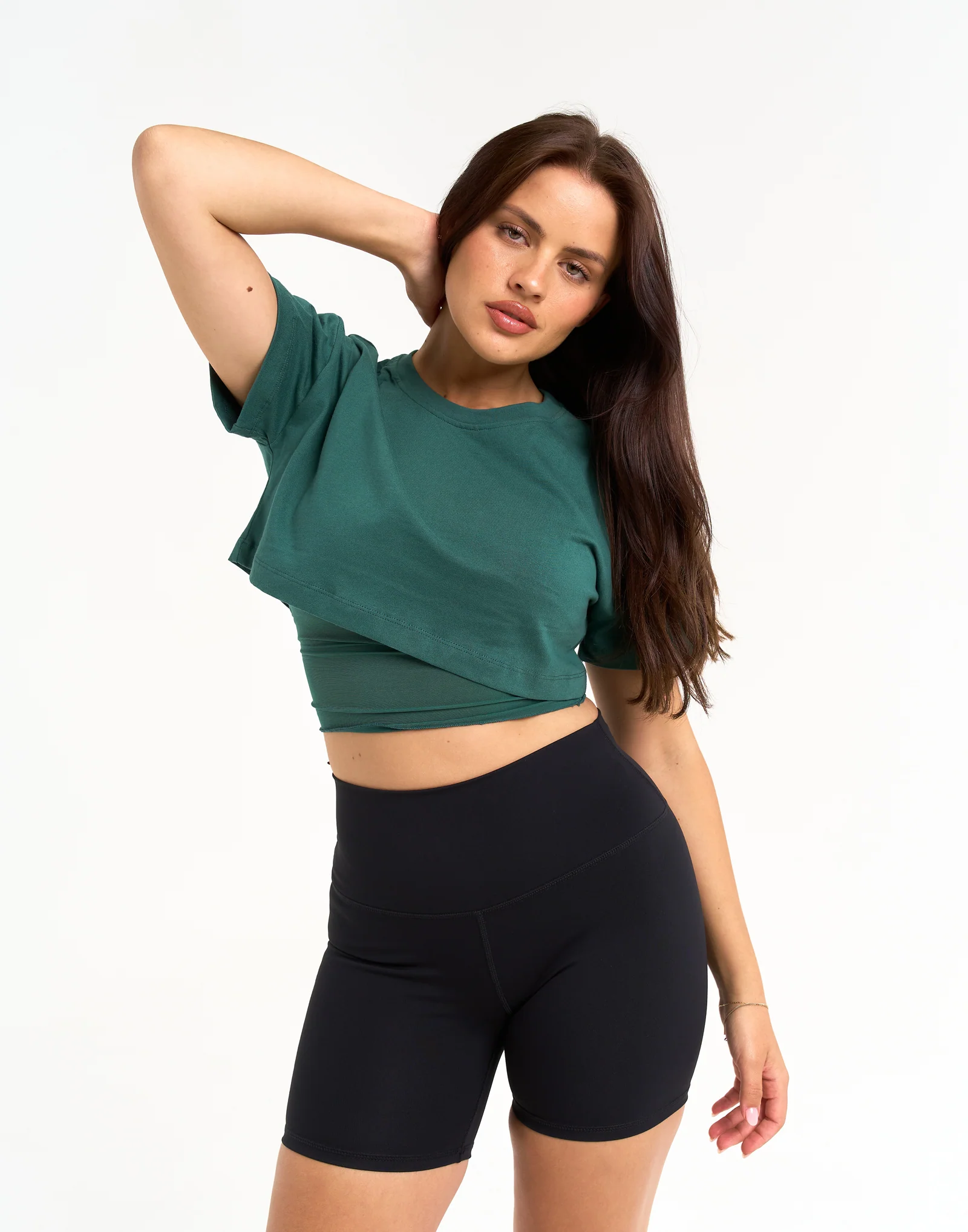 Layered Cropped Tee - Green - Image 7