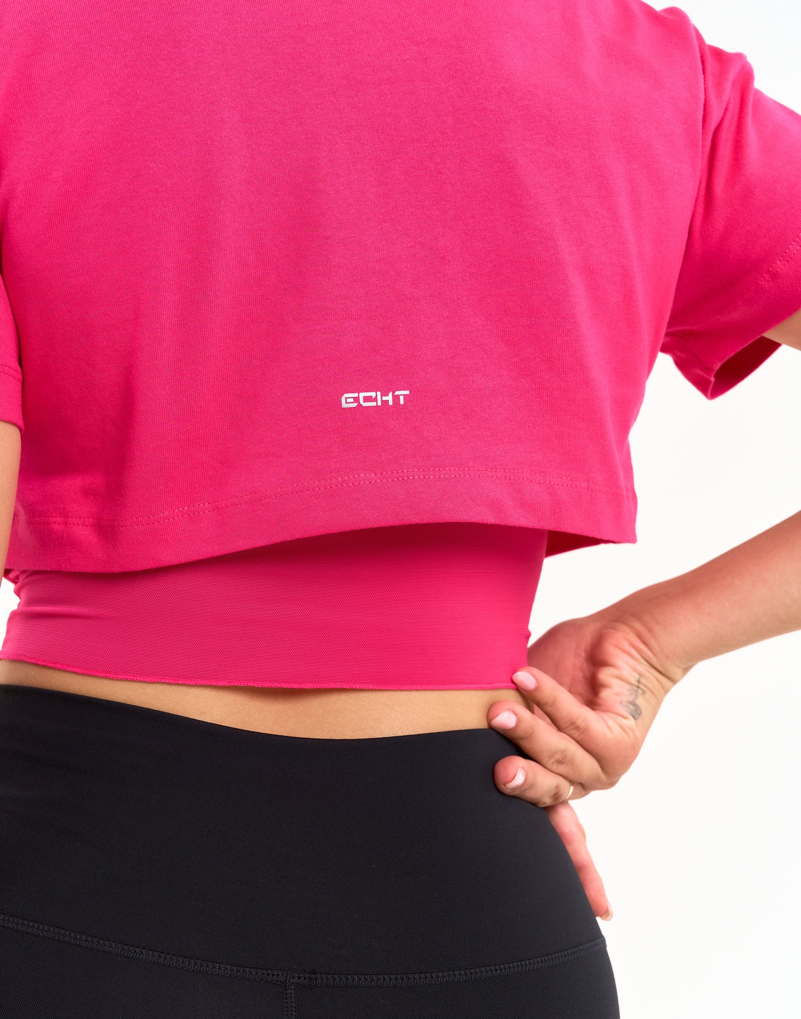 Layered Cropped Tee - Pink - Image 3
