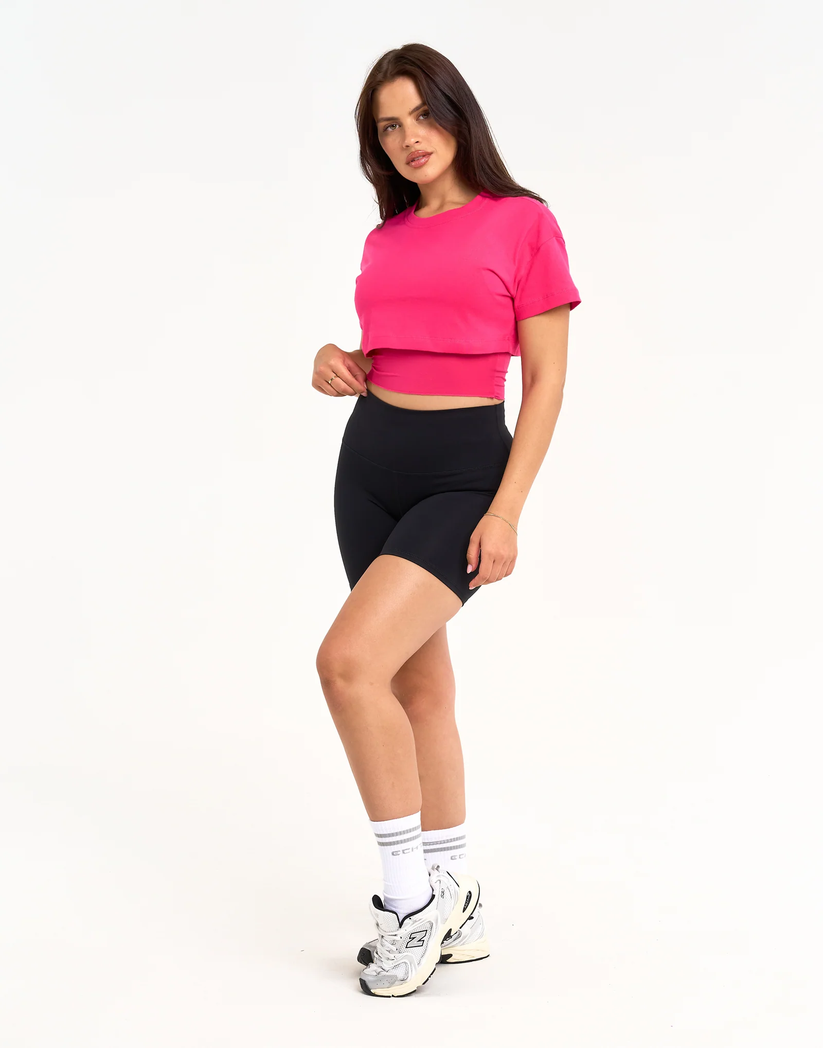 Layered Cropped Tee - Pink - Image 5