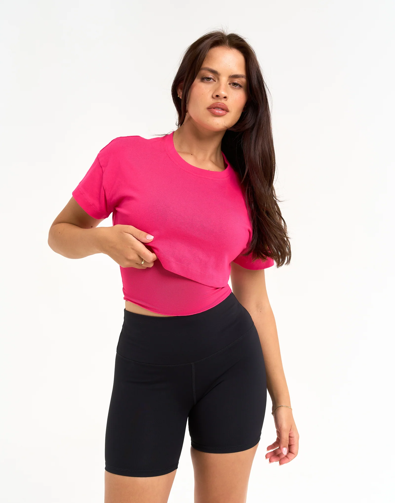 Layered Cropped Tee - Pink - Image 7
